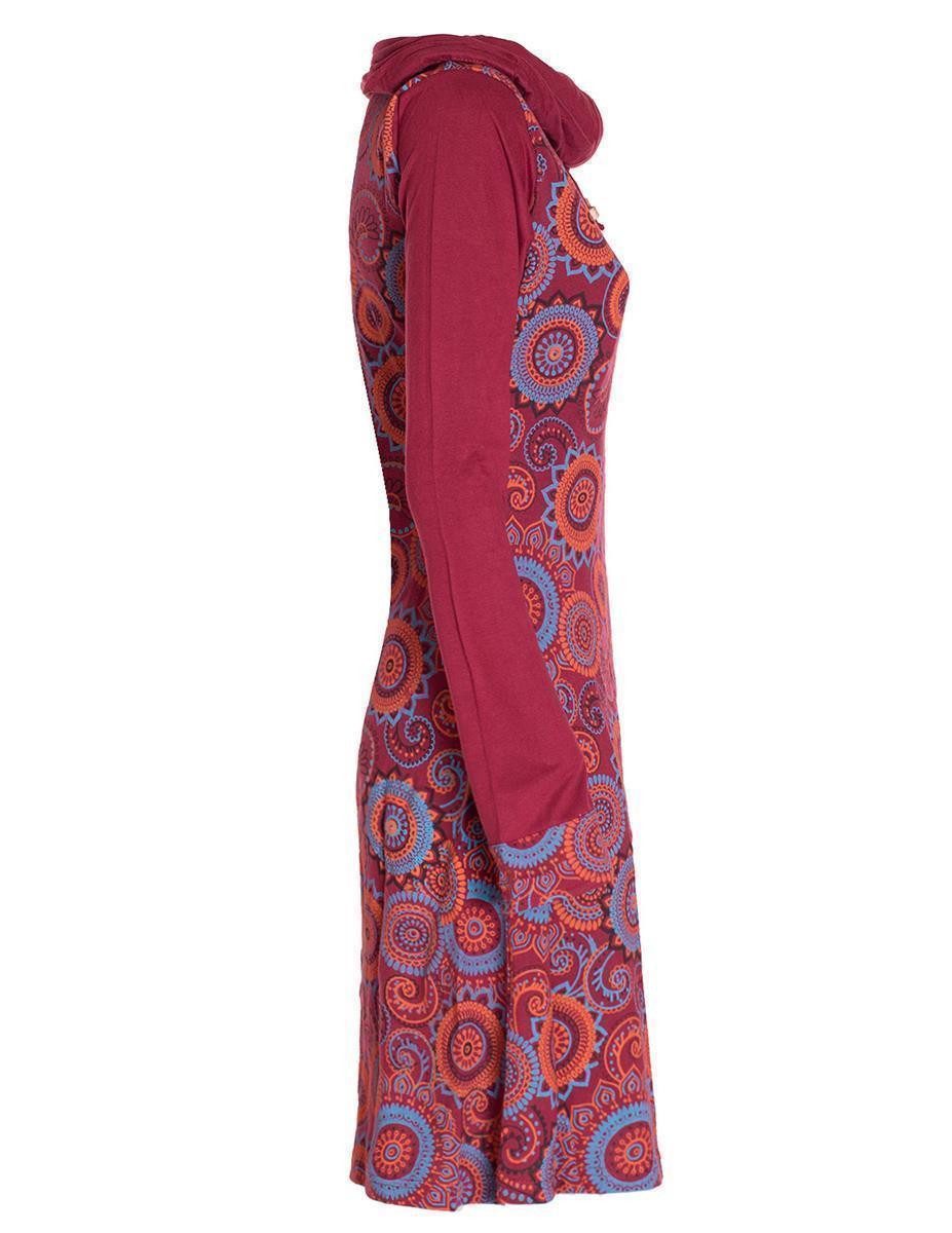 Vishes Jerseykleid Langarm Kleid Schal-Kleid Winterkleider Baumwollkleid Hippie, Goa, Ethno Style
