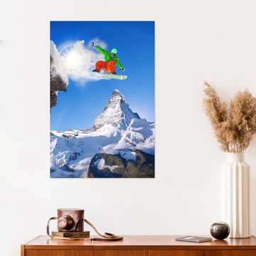 Posterlounge Wandfolie Editors Choice, Snowboarder vor Matterhorn, Fotografie