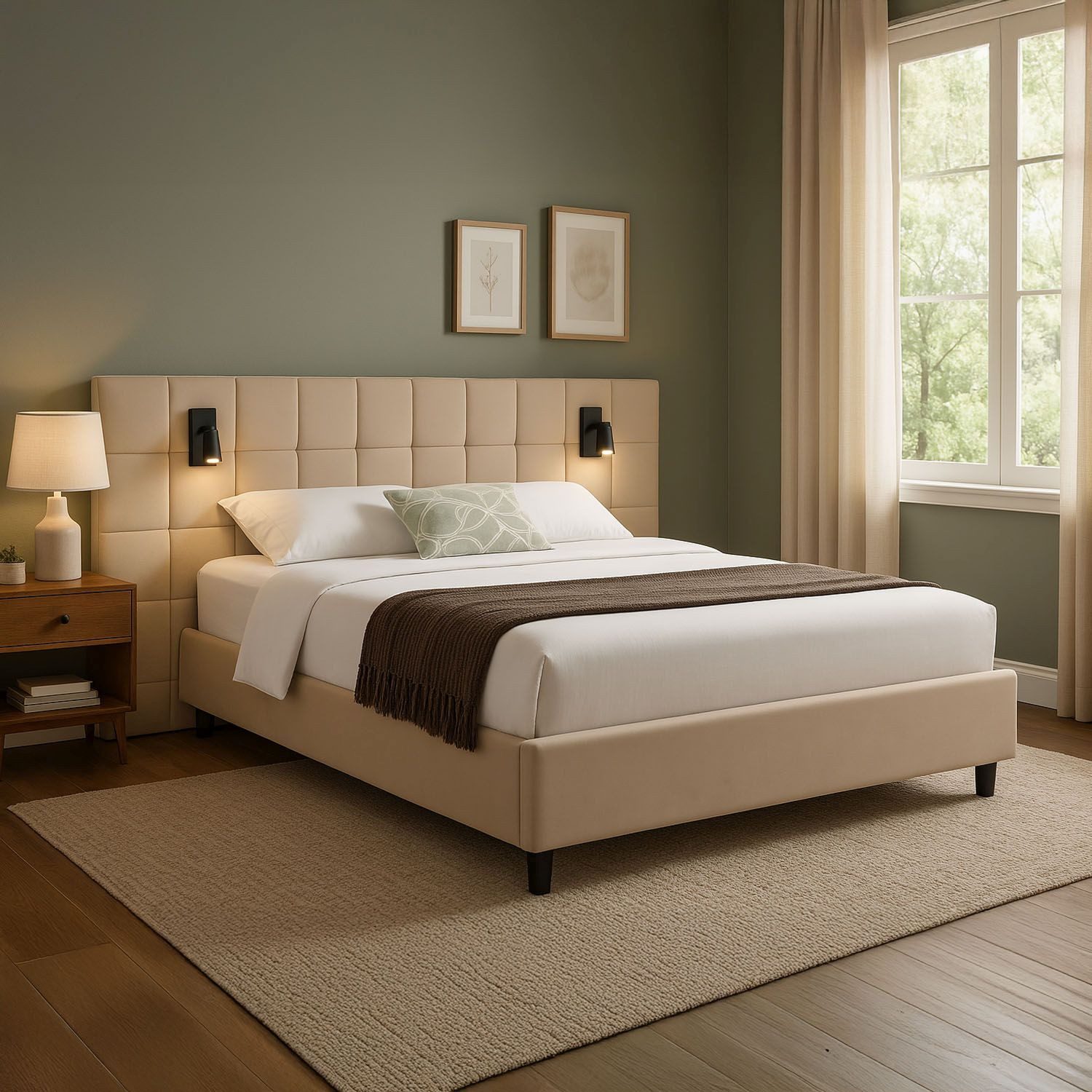 Juskys Polsterbett Luzano, 140x200 cm, Samt, luxuriöses Design, mit LED, La günstig online kaufen