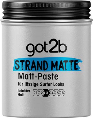 got2b Haarfestiger Strand Matte Matt-Paste, Spar-Pack, 4-tlg., für matte Surfer Looks, zum Strubbeln, Texturieren oder Zähmen ohne Verkleben, leichter Halt (4x 100 ml)