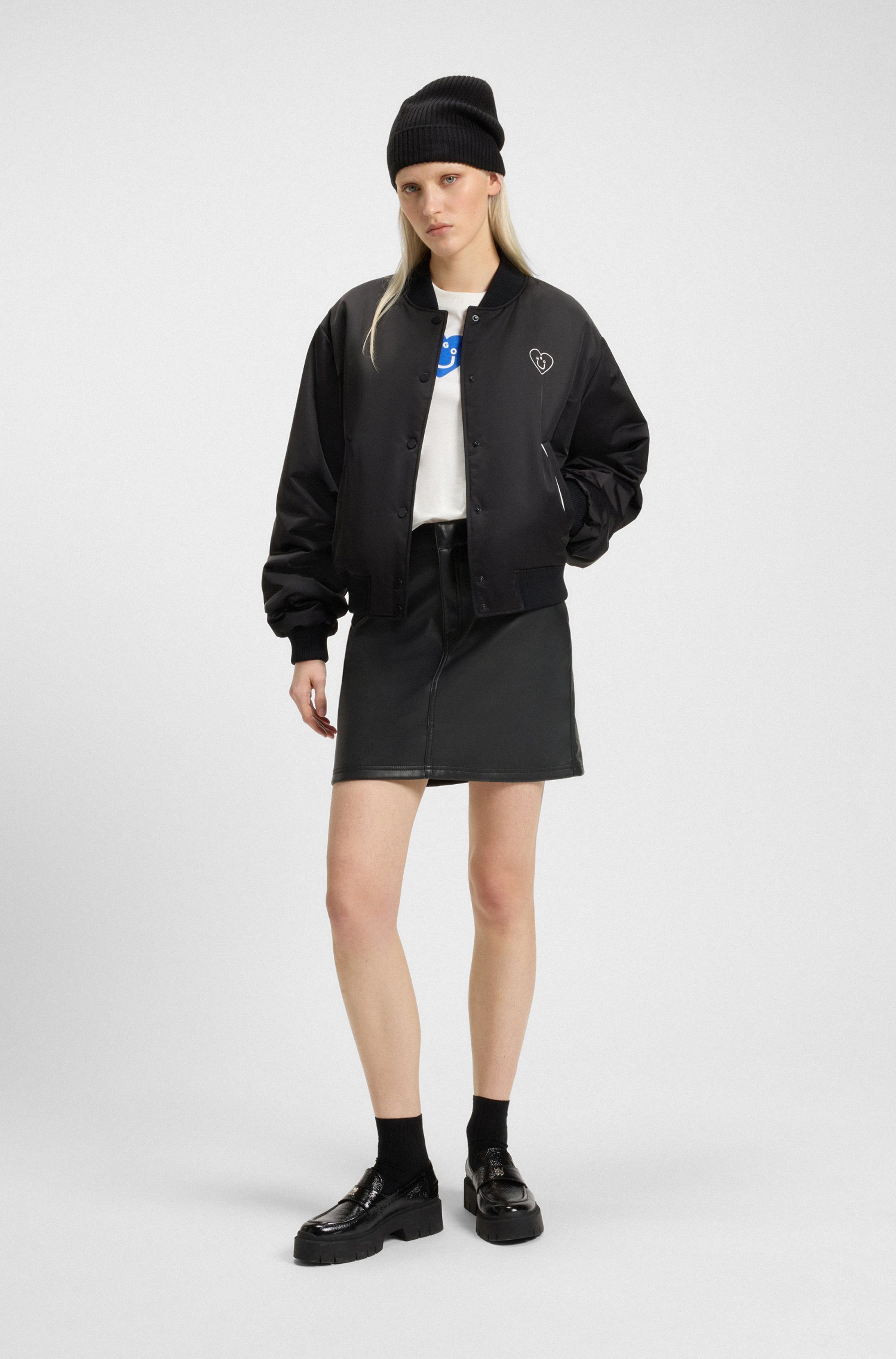 HUGO Blue Minirock Rihale in Lederoptik, Slim Fit