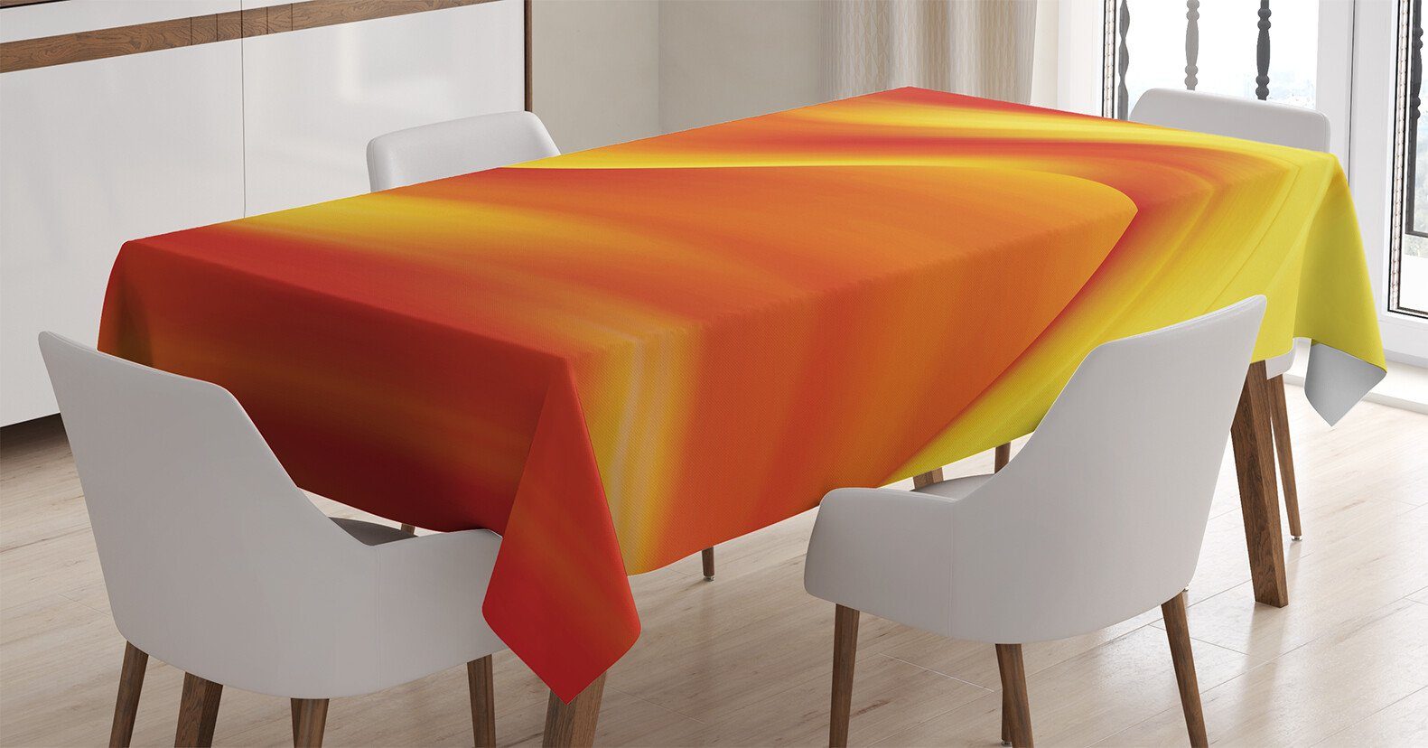 Farben, Waschbar Außen Bereich Orange Für den Farbfest Tischdecke Klare geeignet Digital-Wellen Abakuhaus Abstrakte