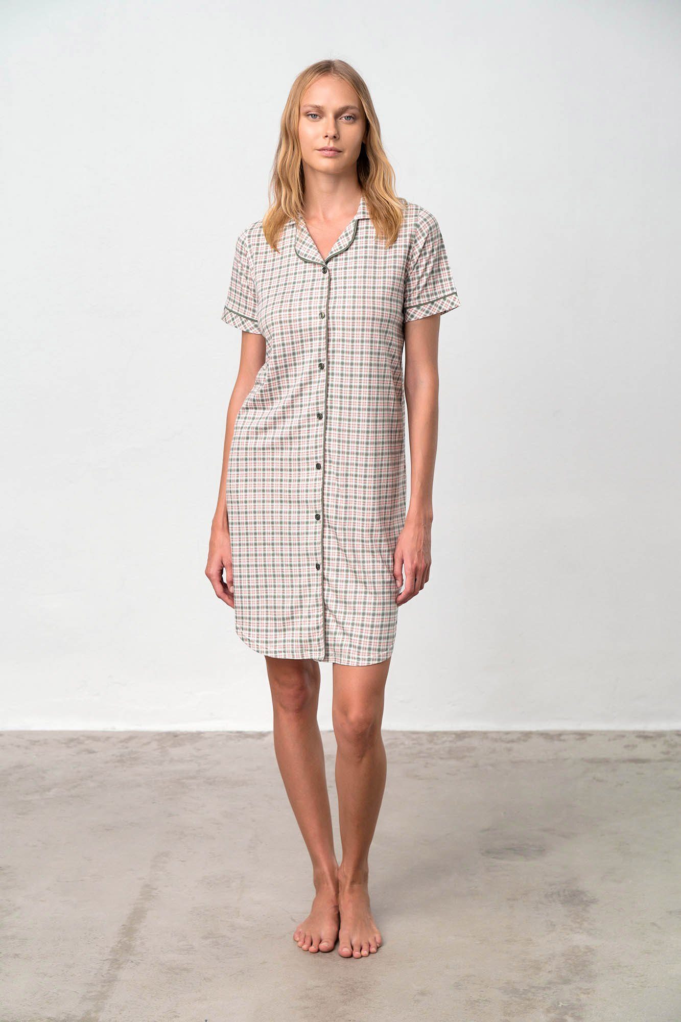 Vamp Nachthemd (Set, 1-tlg., Set) Damen Sleepshirt 95cm, Nachthemd Knopfleiste, auch ideal zum Stillen