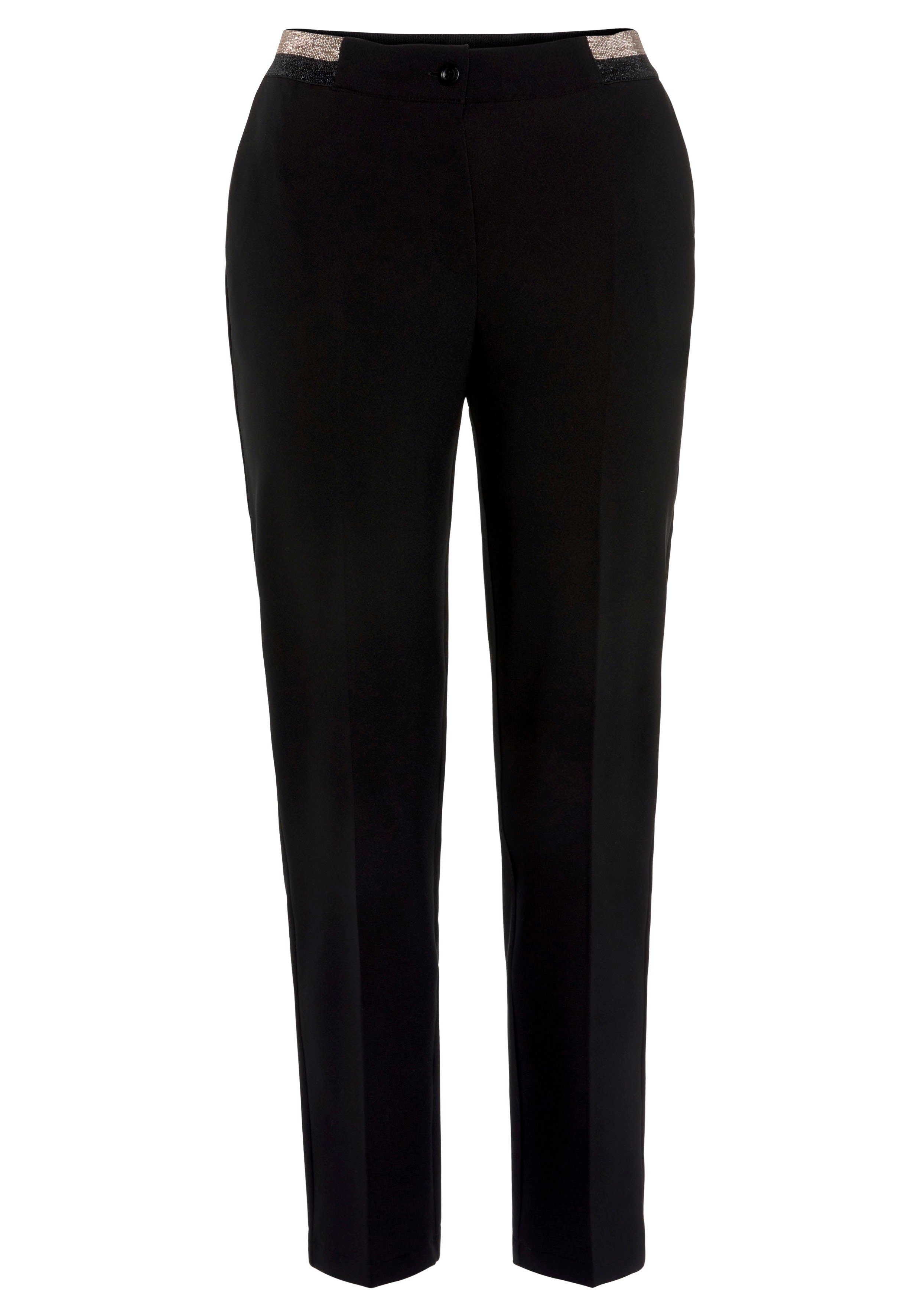 LASCANA Bügelfaltenhose mit Glitzerbund, schmal geschnitten, günstig online kaufen