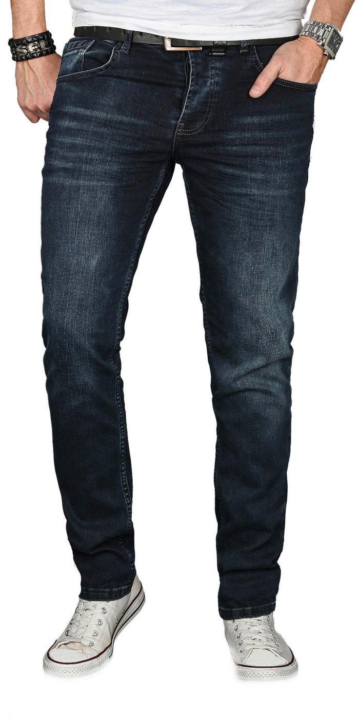 Alessandro Elasthan Stretch mit Salvarini nachtblau ASGenova Straight-Jeans