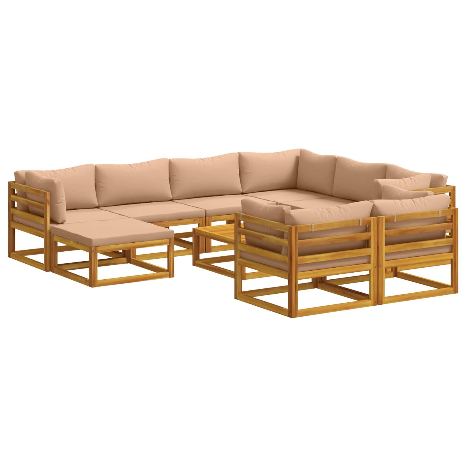 vidaXL Gartenlounge-Set Sofa-Set 10 stk. Natur Massivholz, (10-tlg)