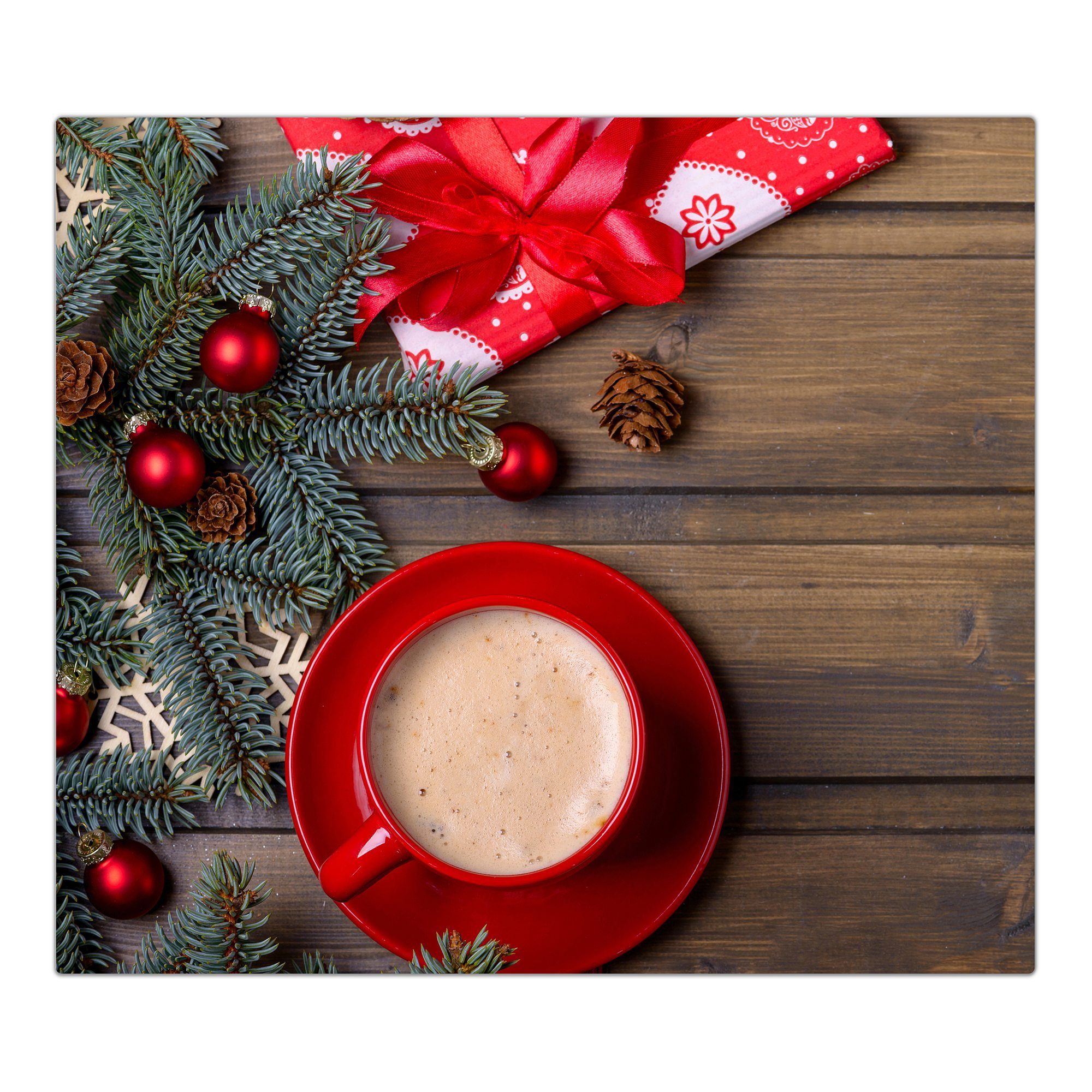 Weihnachtszeit, Glas Kaffee (1 Herdabdeckplatte zur Primedeco Glas, Herd-Abdeckplatte tlg) Spritzschutz aus