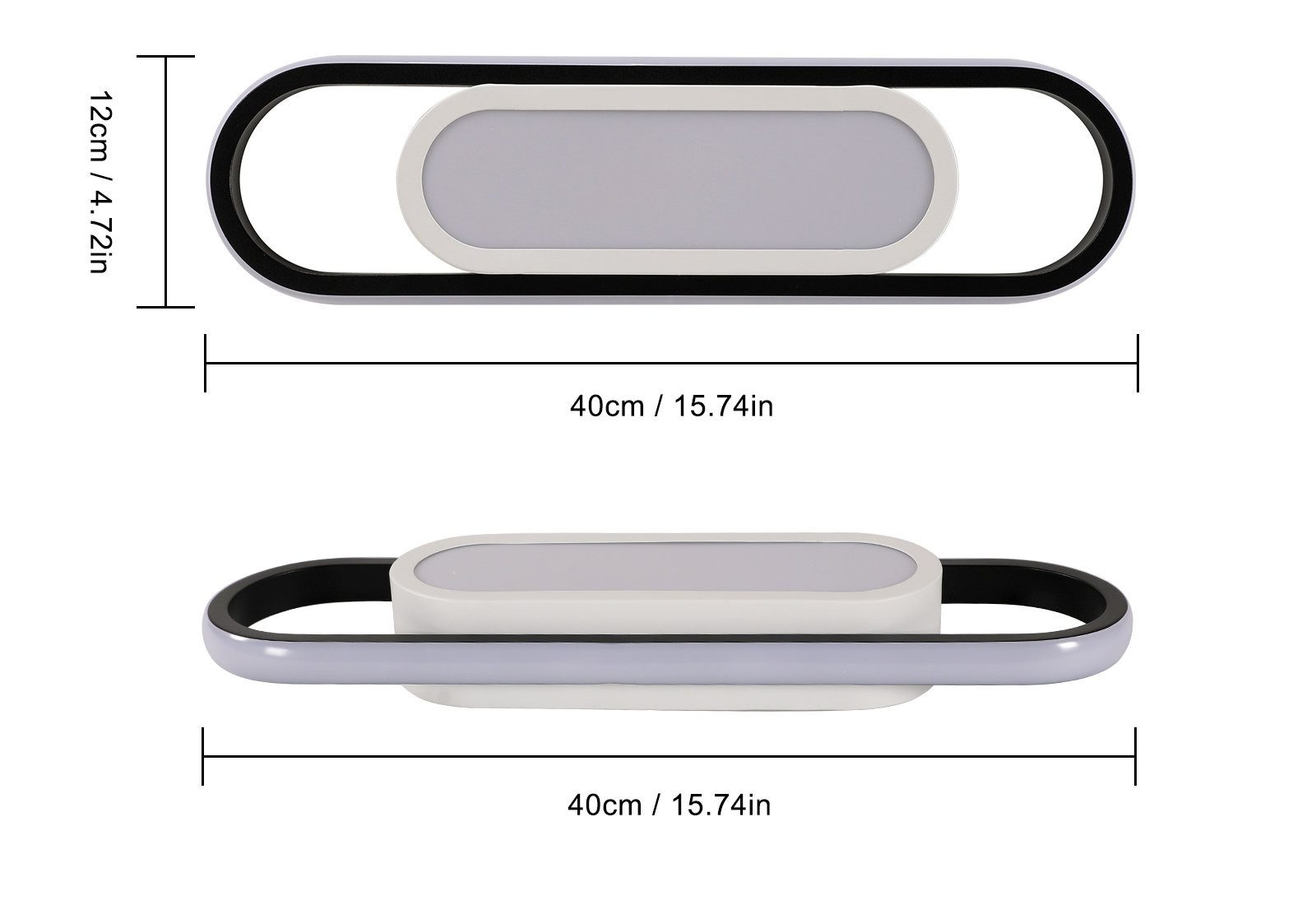 Riserva Deckenleuchte LED Deckenleuchte Schwarz Weiß 24W Oval modern 40 cm