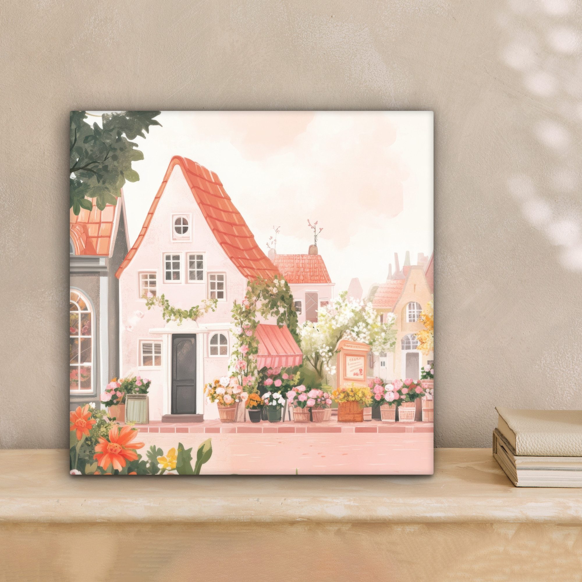 OneMillionCanvasses® Leinwandbild Blumen - Häuser - Dorf, Fotodruck (1 St), günstig online kaufen