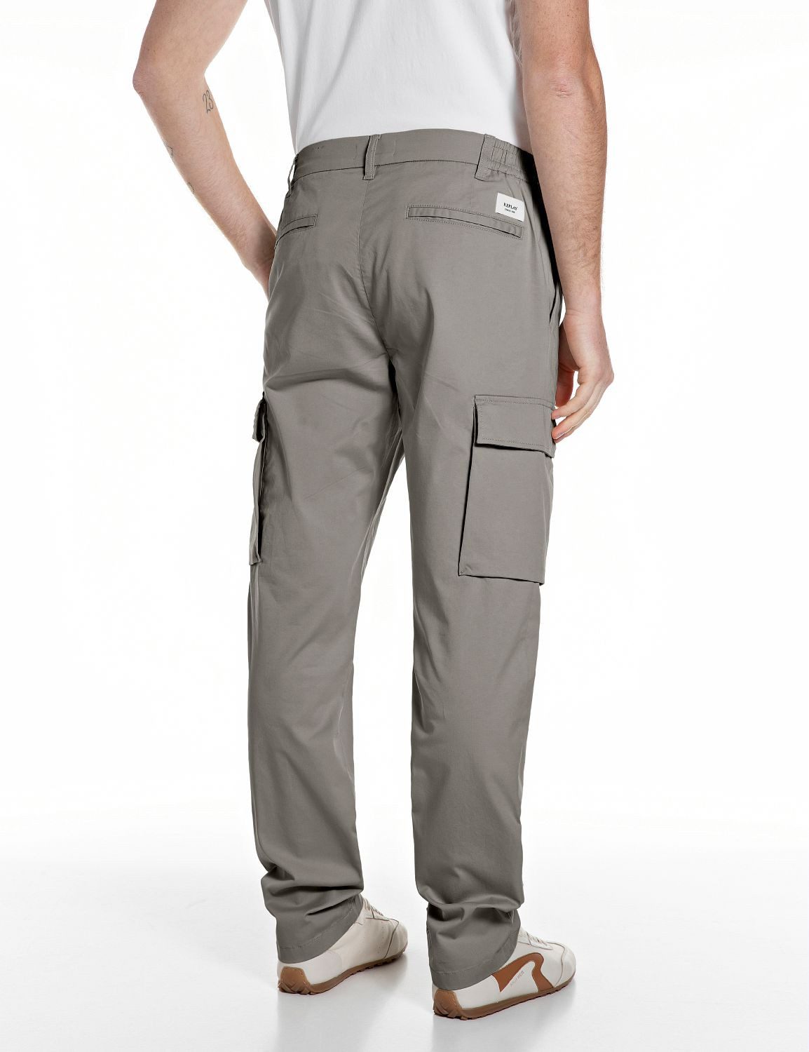 Replay Chinohose Adhann aus Twill mit Cargotaschen, Tapered Fit