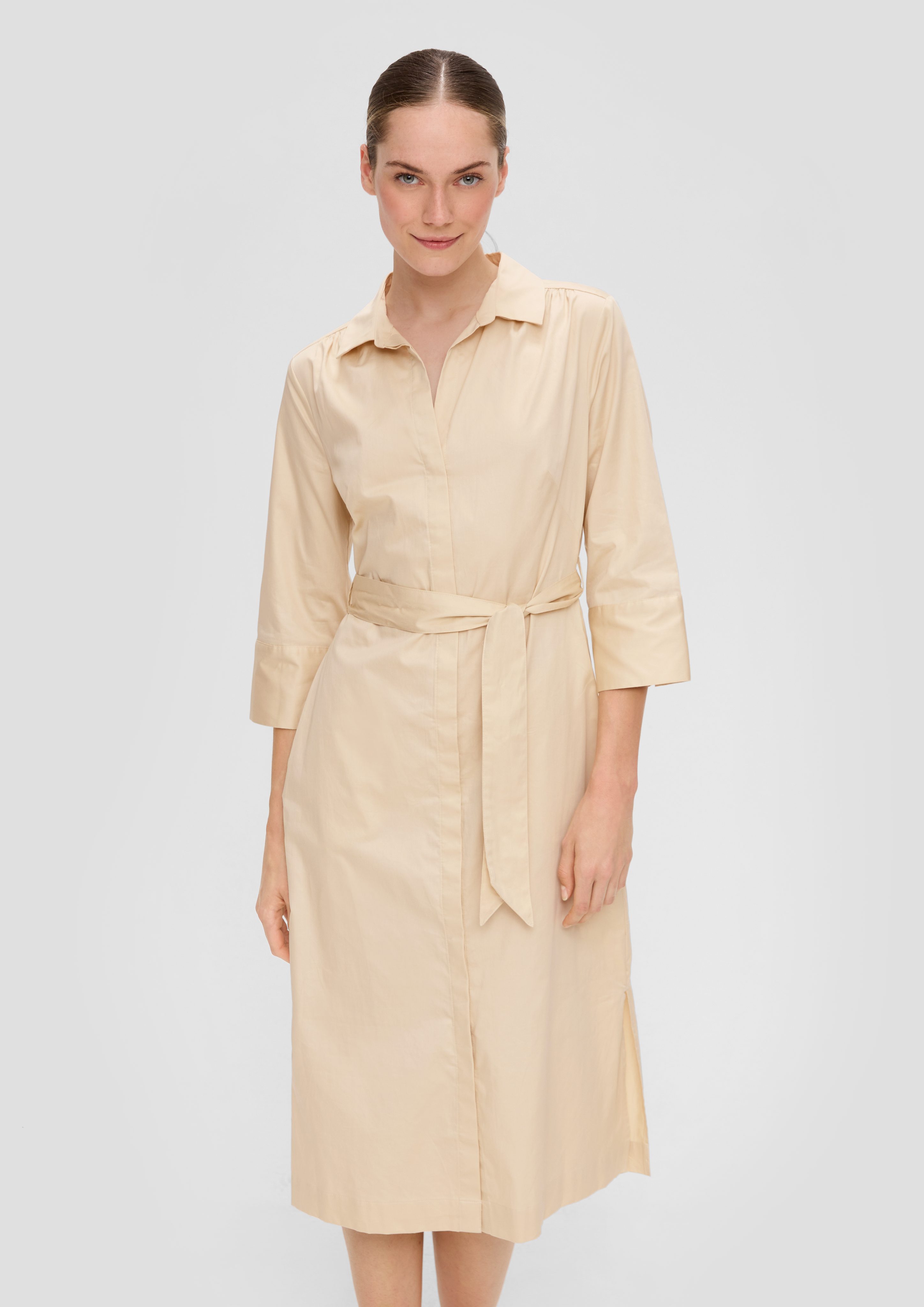 Maxikleid Hemdblusenkleid aus Baumwolle mit Bindegürtel