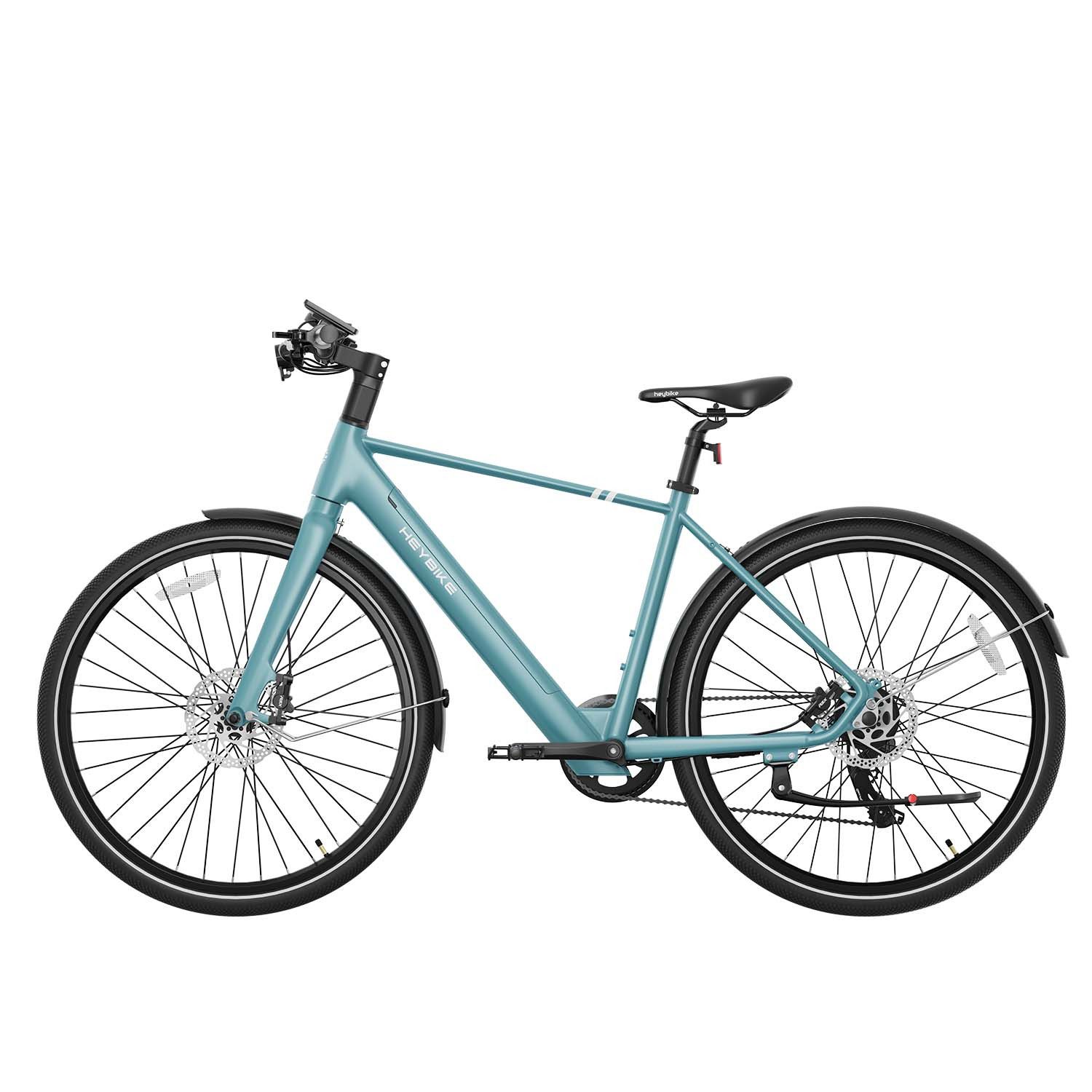 Heybike E-Bike Cityrad, 3 Gang Shimano, 360 Wh, hydraulischen Scheibenbremsen und abnehmbarer 360 Wh Batterie.