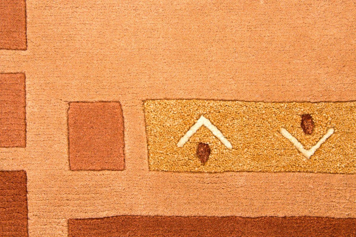 reine mm, Nepal Wohnzimmer Wolle, 20 Höhe: Wollteppich carpetfine, rechteckig, Jaipur, orange handgeknüpft,