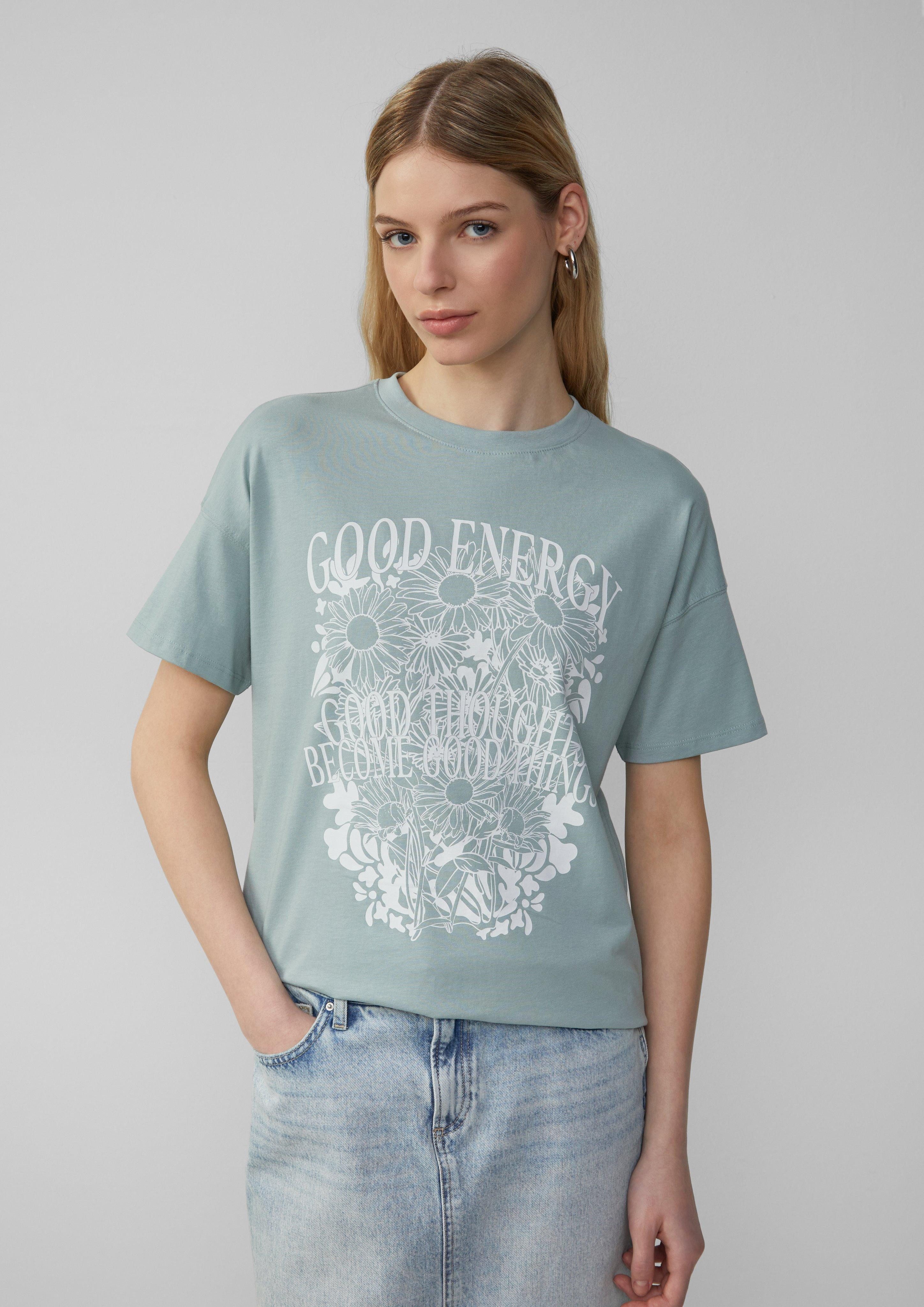 QS Kurzarmshirt Baumwollshirt mit Frontprint und günstig online kaufen