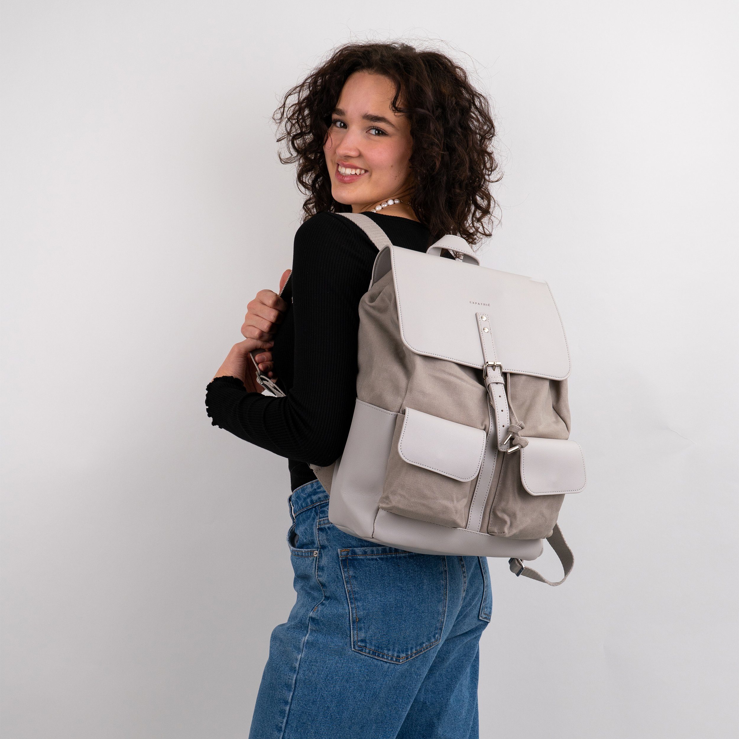 Expatrié Cityrucksack Lauren Tagesrucksack Damen mit Laptop Fach, Magnetverschluss, Laptopfach, Wasserabweisend
