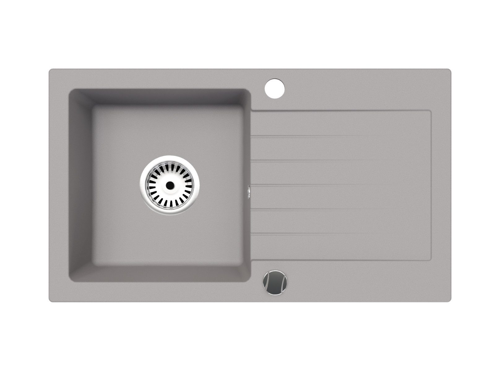 Faizee Möbel Granitspüle Granitspüle 75 cm Grau Mit passender Armatur Komplett Set, rechteckig, 75/50 cm, Granitspüle:76 x 16 x 44 cm (BxHxT) Farbe: Grau Material: Granit Vorgebohrt für eine Armatur Reversibel – Links oder Rechts montierbar Mit Armatur Komplett, (Komplett-Set)