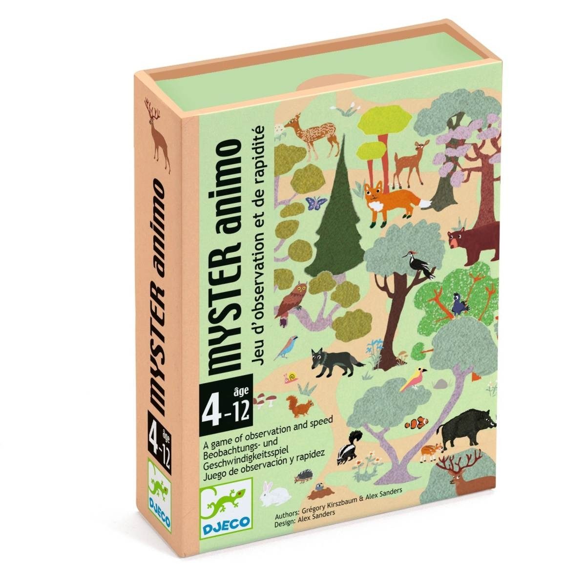 DJECO Spiel Myster Animo Merkspiel mit Tiermotiven für Kinder, Kartenspiele: Myster Animo, Beobachtungs- und Geschwindigkeitsspiel