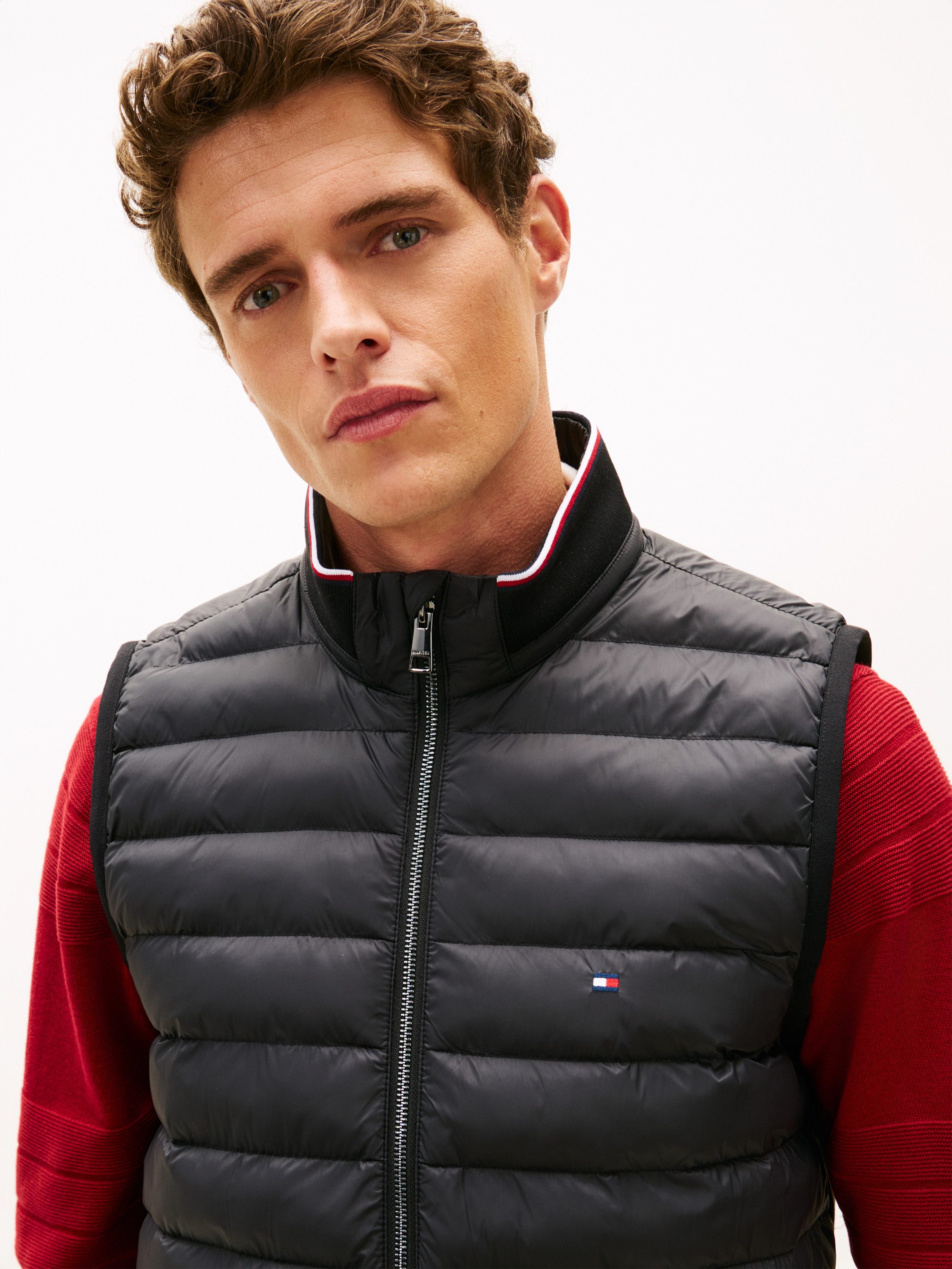 Tommy Hilfiger Steppweste MIX MEDIA Stehkragen, 2-Wege-Reißverschluss
