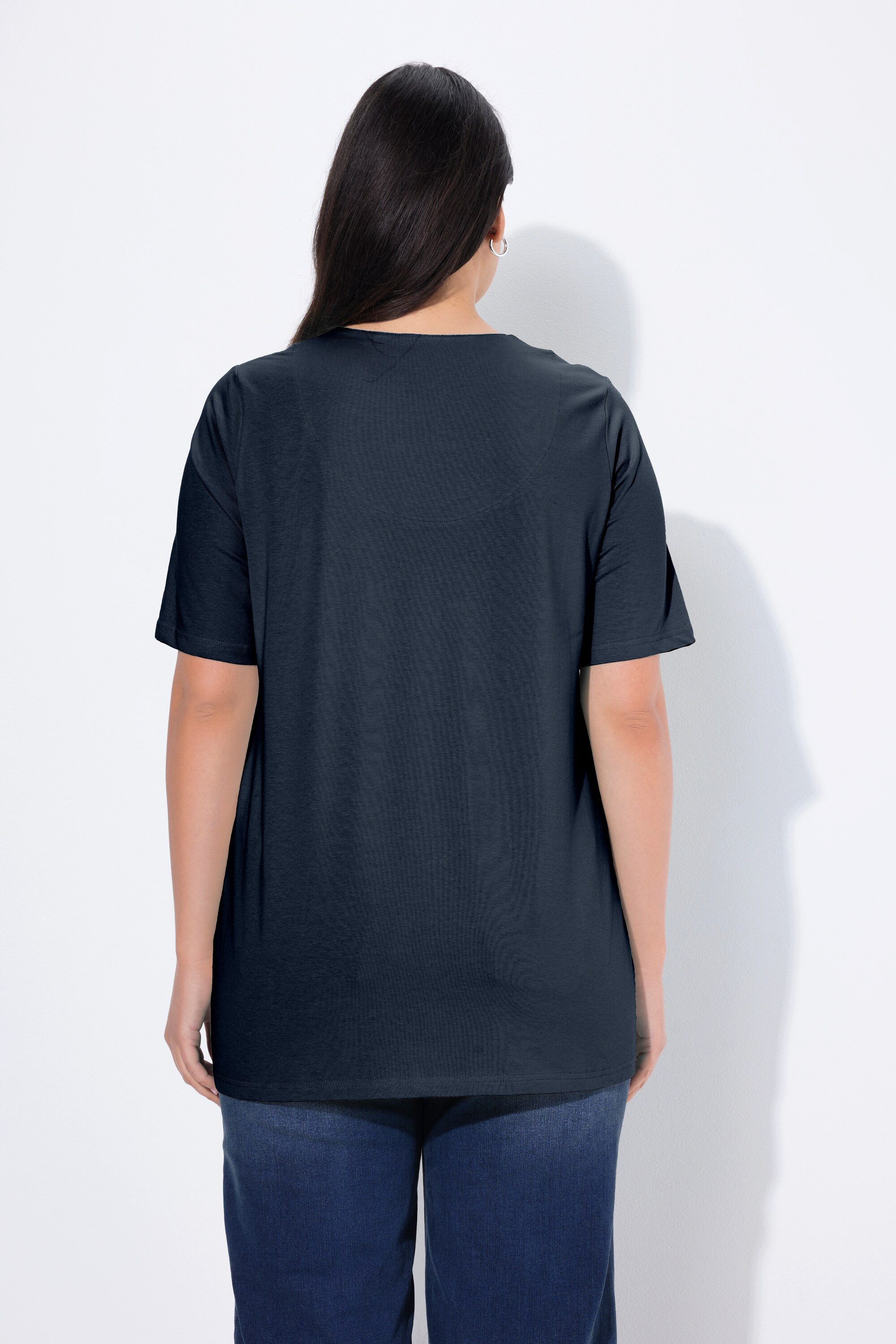Ulla Popken T-Shirt T-Shirt A-Linie Tunika-Ausschnitt Halbarm