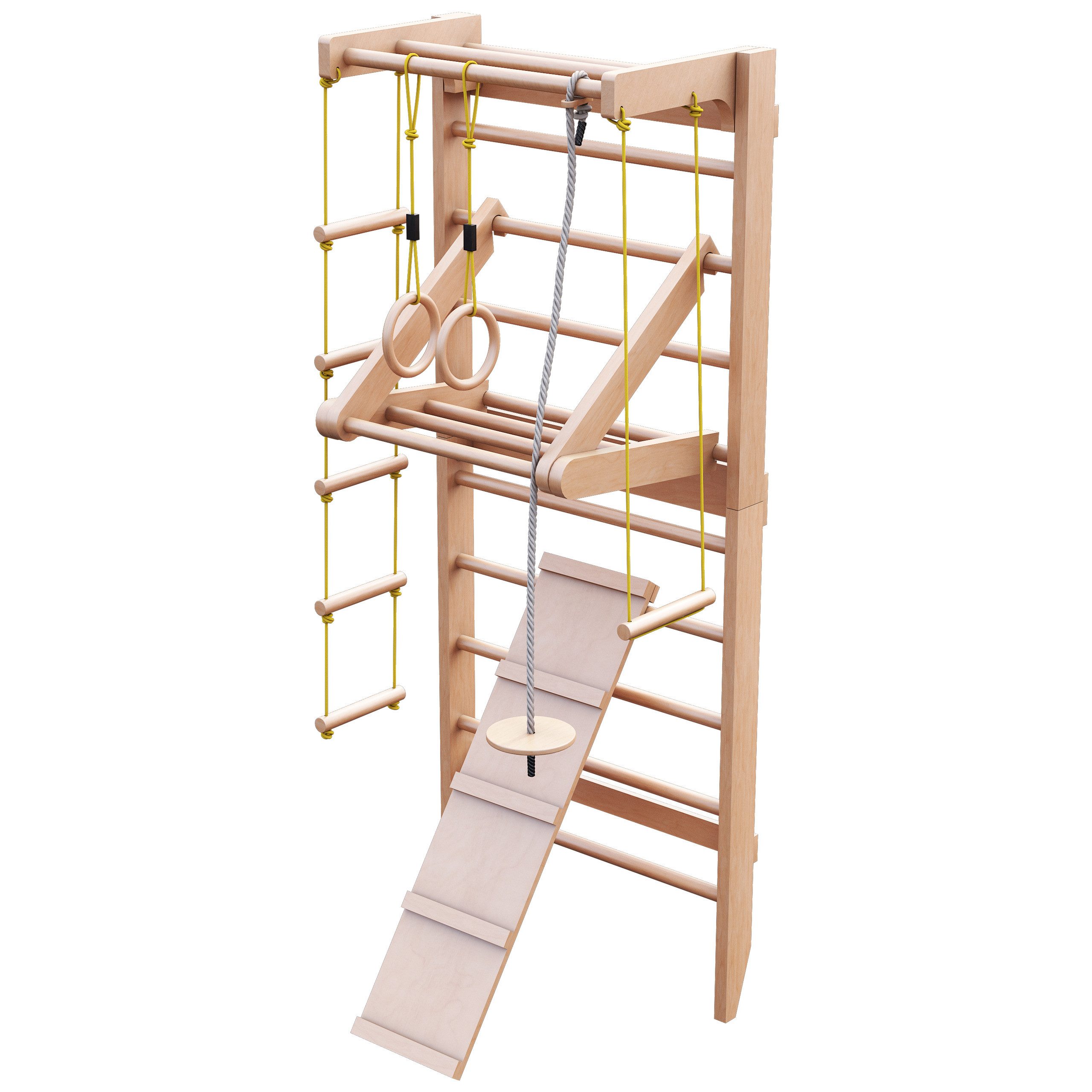 Physionics Klettergerüst Sprossenwand - mit Turnringen, Schaukel, Rutsche, Klimmzugstange, (1-St), - Kletterwand