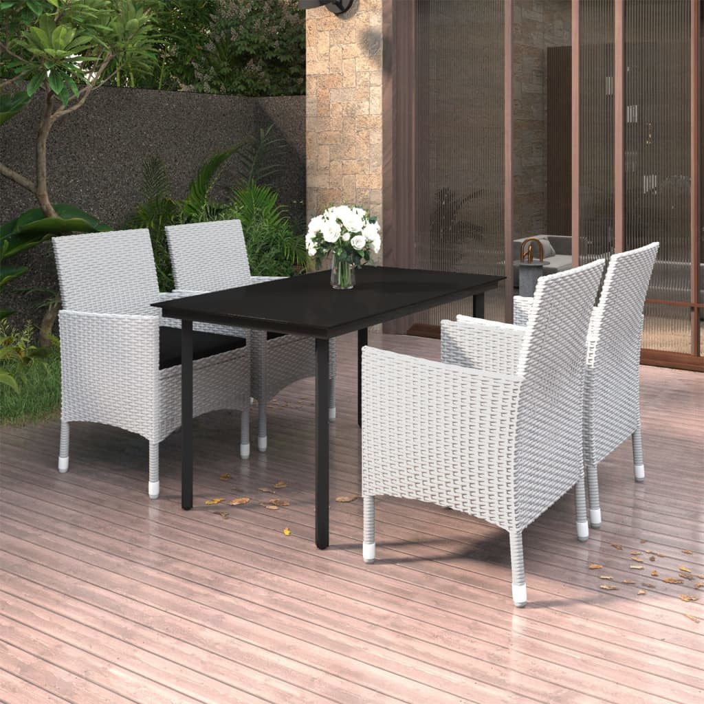vidaXL Garten-Essgruppe 140 cm Tischlnge 5-tlg Garten-Essgruppe mit Auflagen Polyrattan und Gl