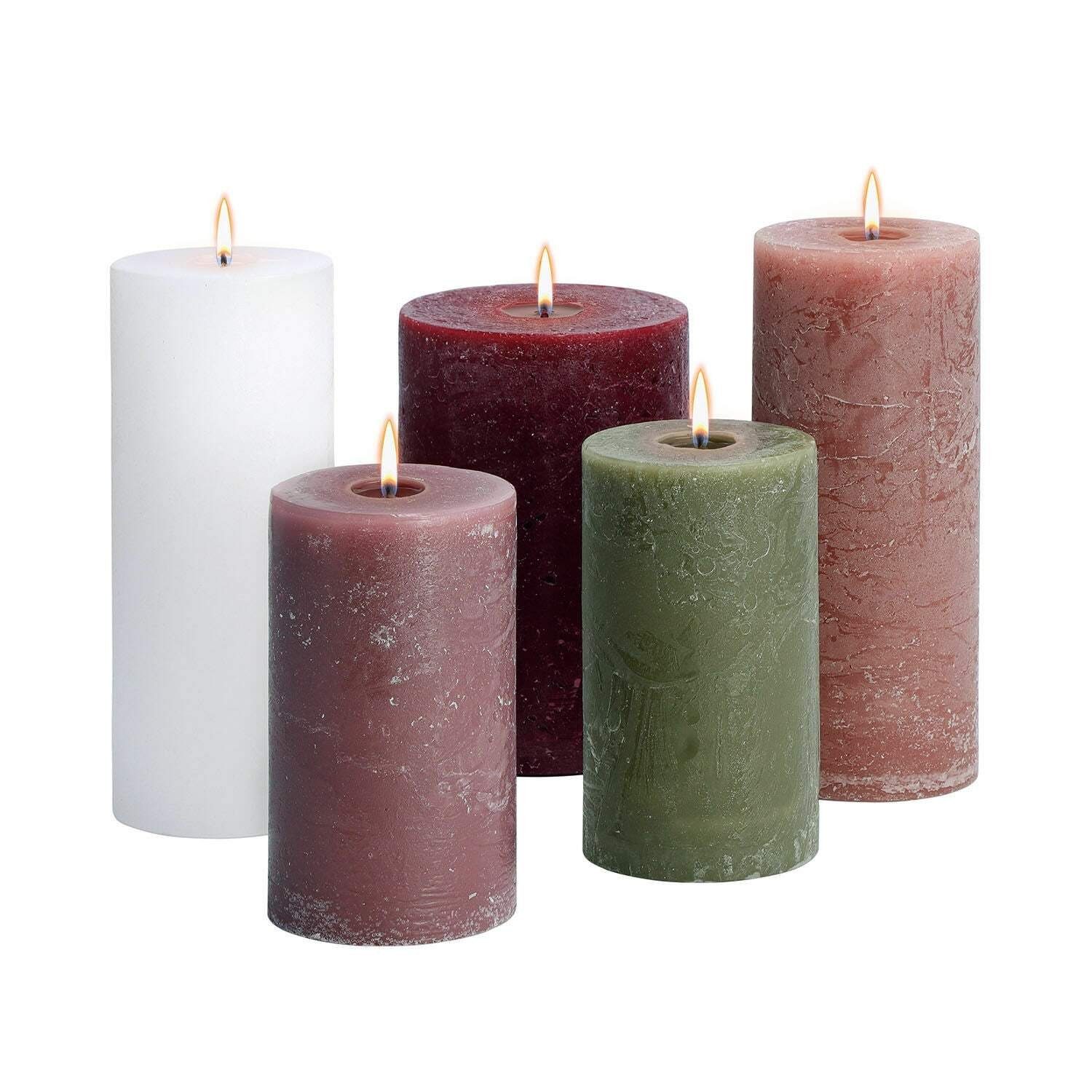 Mirabeau Stumpenkerze Kerze 5er Set Panagra creme/rosa/grün (5er Set, 5er Set), none