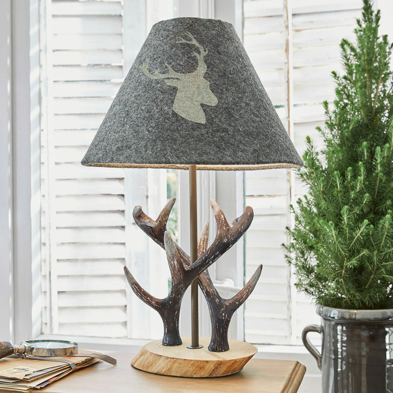 Mirabeau Tischleuchte Tischlampe Lodge grau/braun – Bild 2 von 5