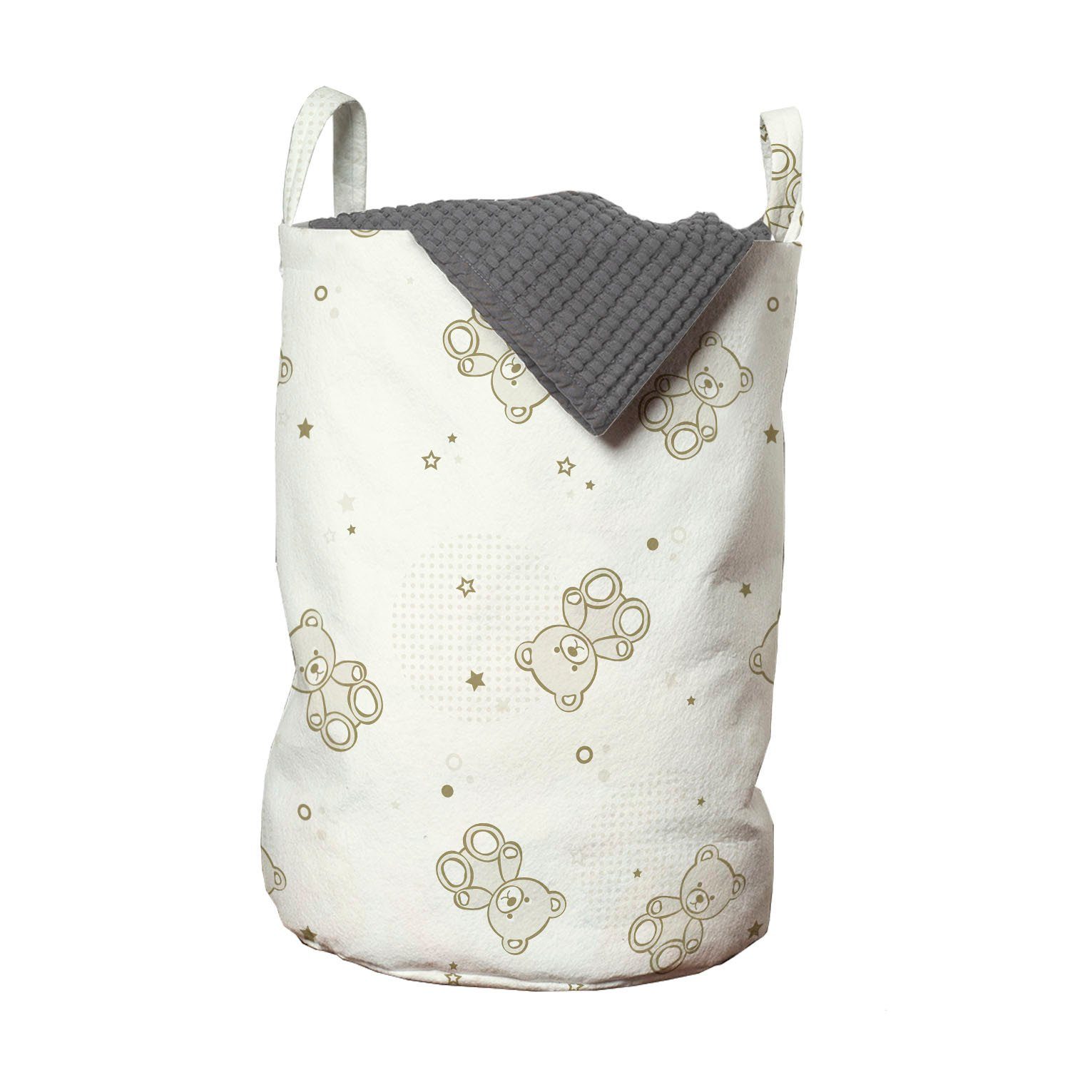 Abakuhaus Wäschesäckchen Wäschekorb mit Griffen Kordelzugverschluss für Waschsalons, Beige Teddybären Spielzeug Sterne