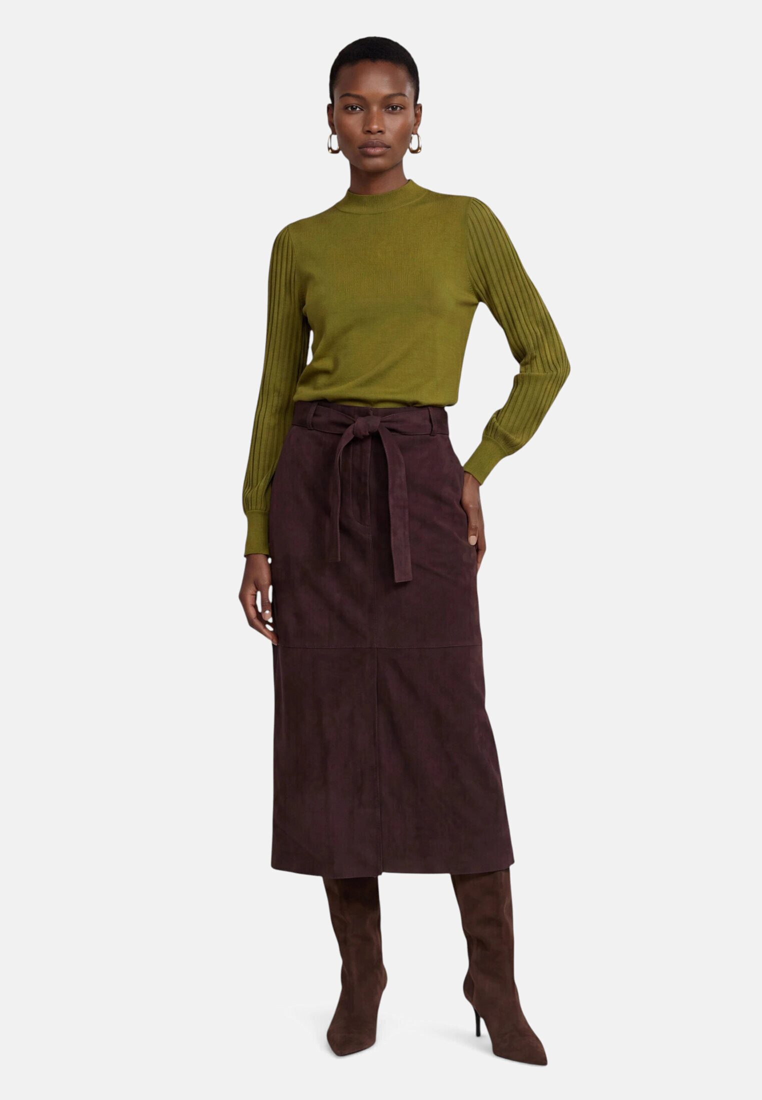 Zero Strickpullover Damen mit Spitzenärmeln (1-tlg) Struktur