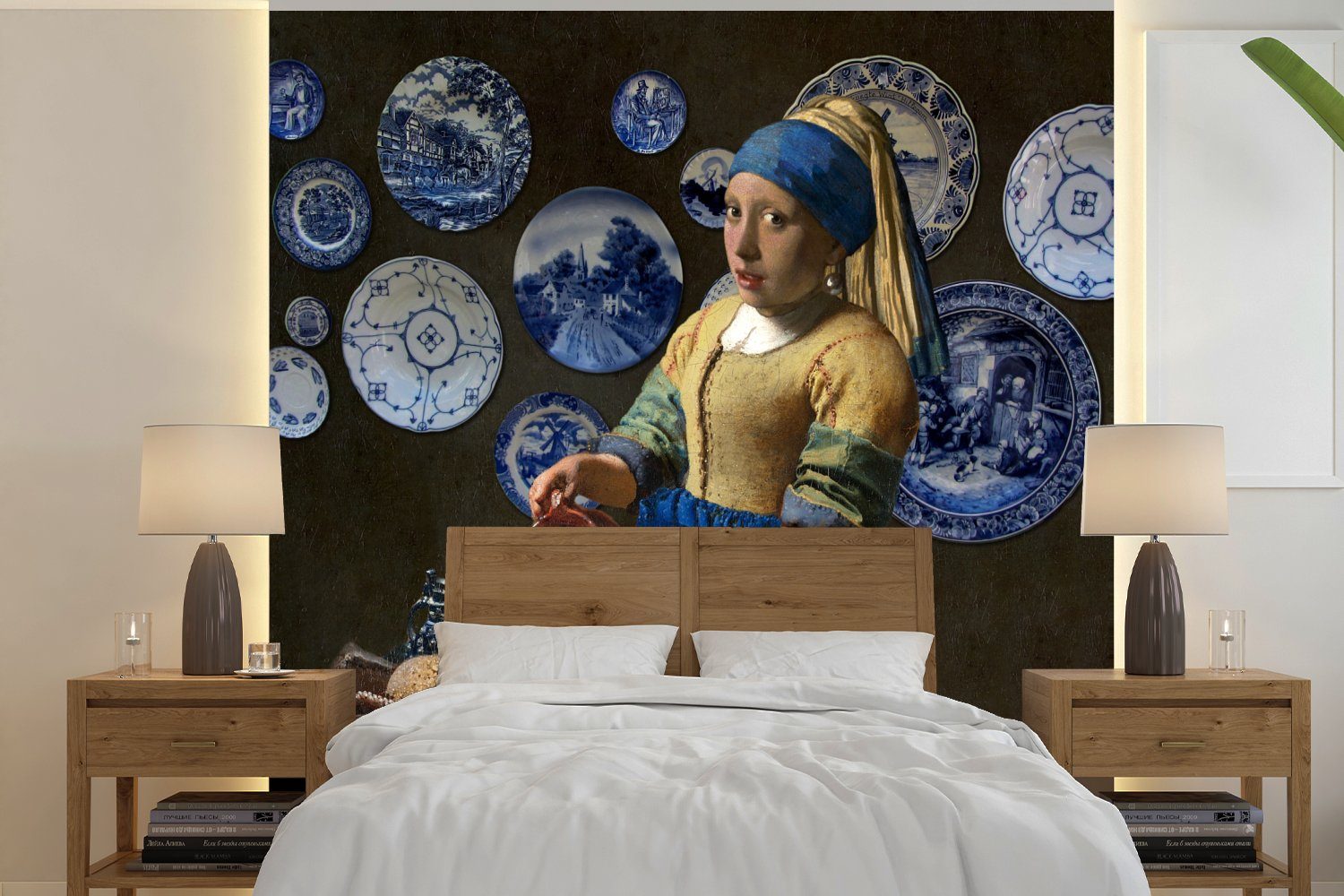 MuchoWow Fototapete Milchmädchen - Das Mädchen mit dem Perlenohrring - Vermeer, Matt, bedruckt, (4 St), Vliestapete für Wohnzimmer Schlafzimmer Küche, Fototapete