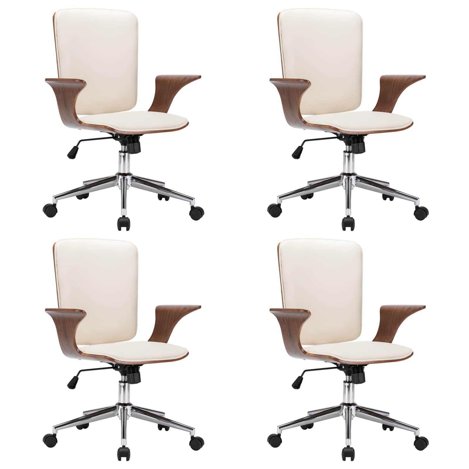 vidaXL Bürostuhl Drehbare Bürostühle mit Kopfstütze 4 stk. Kunstleder (4 St)