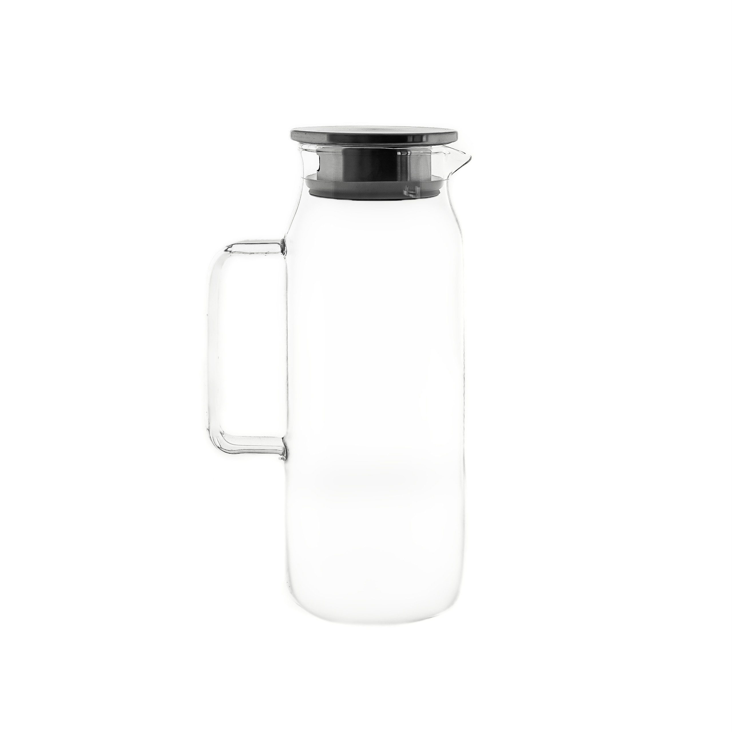 ZELLERFELD Karaffe mit Griff & Deckel aus Edelstahl – 1,5 L, modern & hitzebeständig, (1-tlg), 1,5 L, aus Glas, Edelstahldeckel