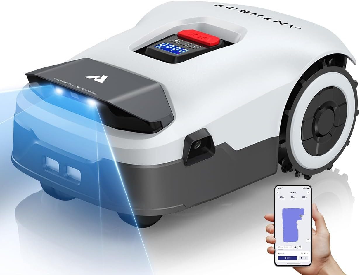 Redkey Rasenmähroboter ANTHBOT KI Drahtloser Mähroboter, bis 900 m² Rasenfläche, (RTK+4-Kamera-Vision Rasenmäher Roboter), Mehrzonen-Management,Hindernisvermeidung
