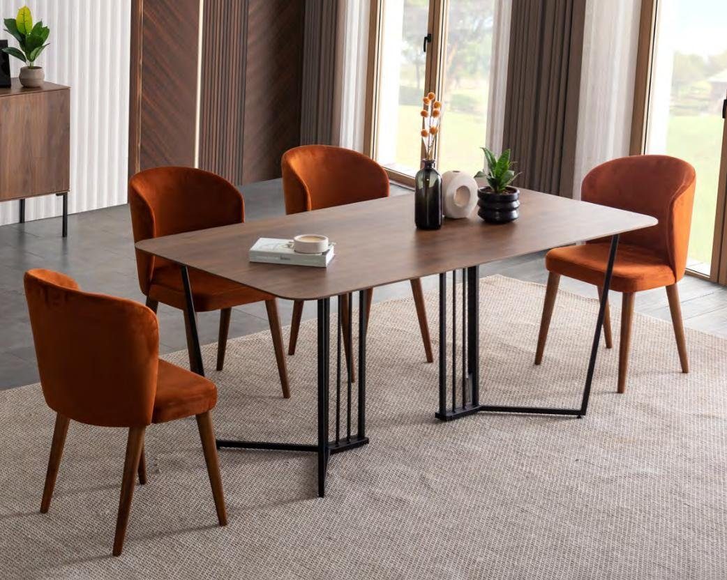 Essgruppe Essgruppe, Stuhl Europe Textil Stuhle), Esszimmer set 4x In Made / Luxus 4x Esstisch Holz Stühle JVmoebel (Esstisch