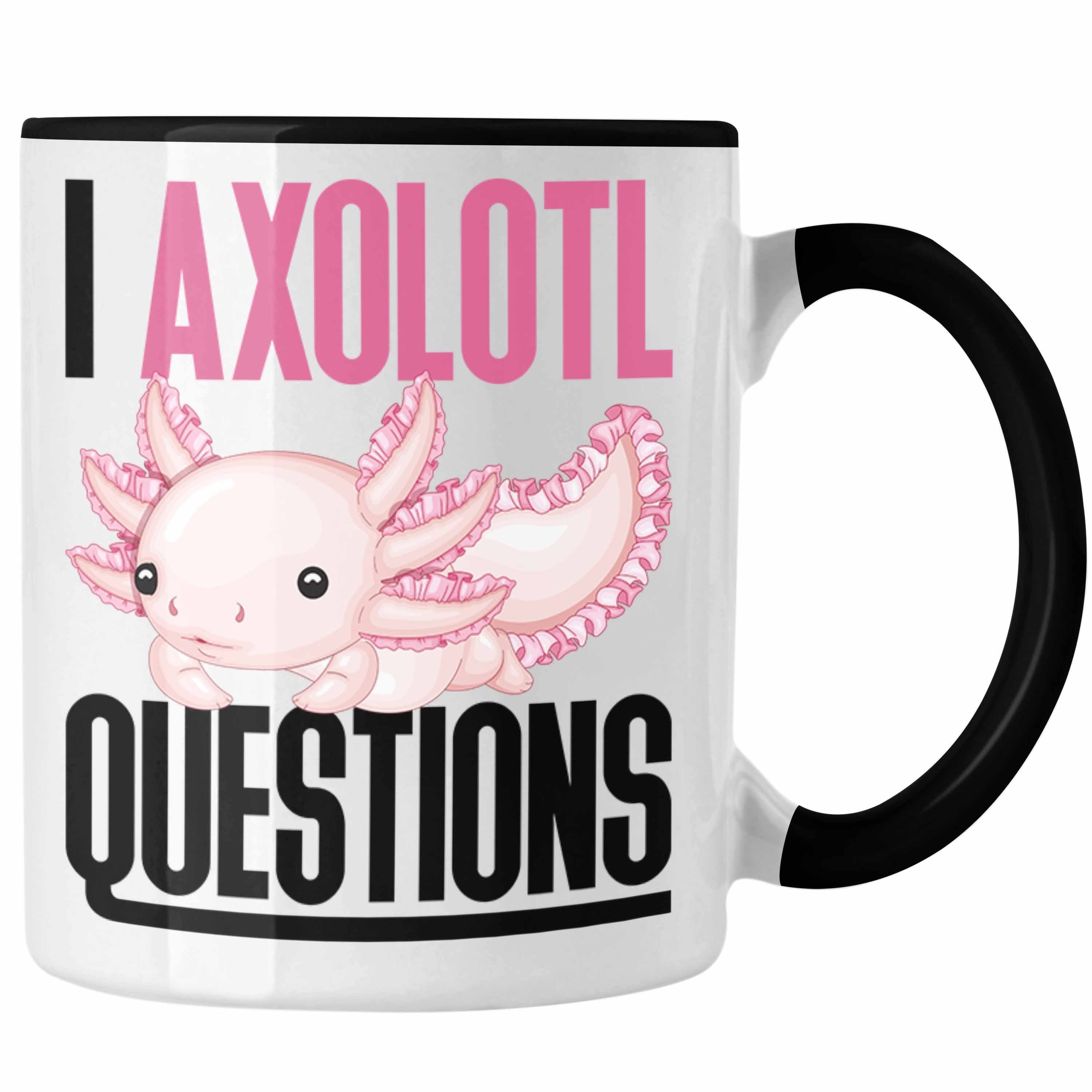 Trendation Tasse Axolotl Tasse Gamer Axolotl Schwanzlurch Questions Schwarz Geschenk Geschenk I