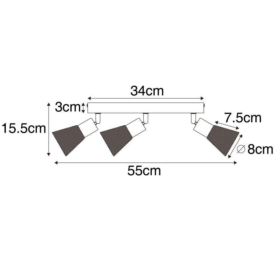 Qazqa LED Aufbaustrahler Kristina, ohne Leuchtmittel, Warmweiß, QAZQA Aufbau­spot, e14, Schwarz, Stahl, Industrie