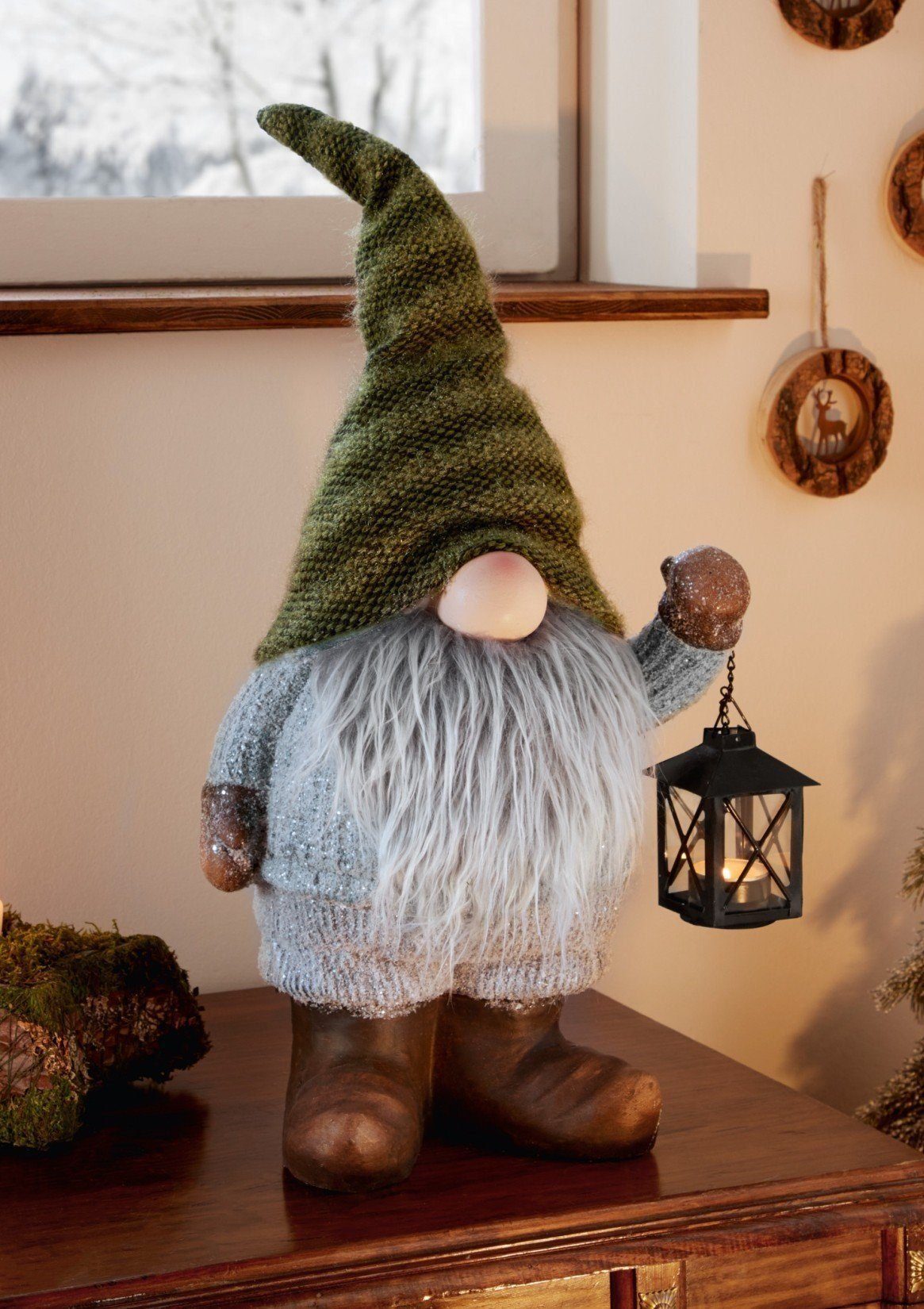 Home-trends24.de Wichtel Wichtel Zottelbart Laterne Teelicht-Halter Deko Figur Weihnachten – Bild 2 von 5