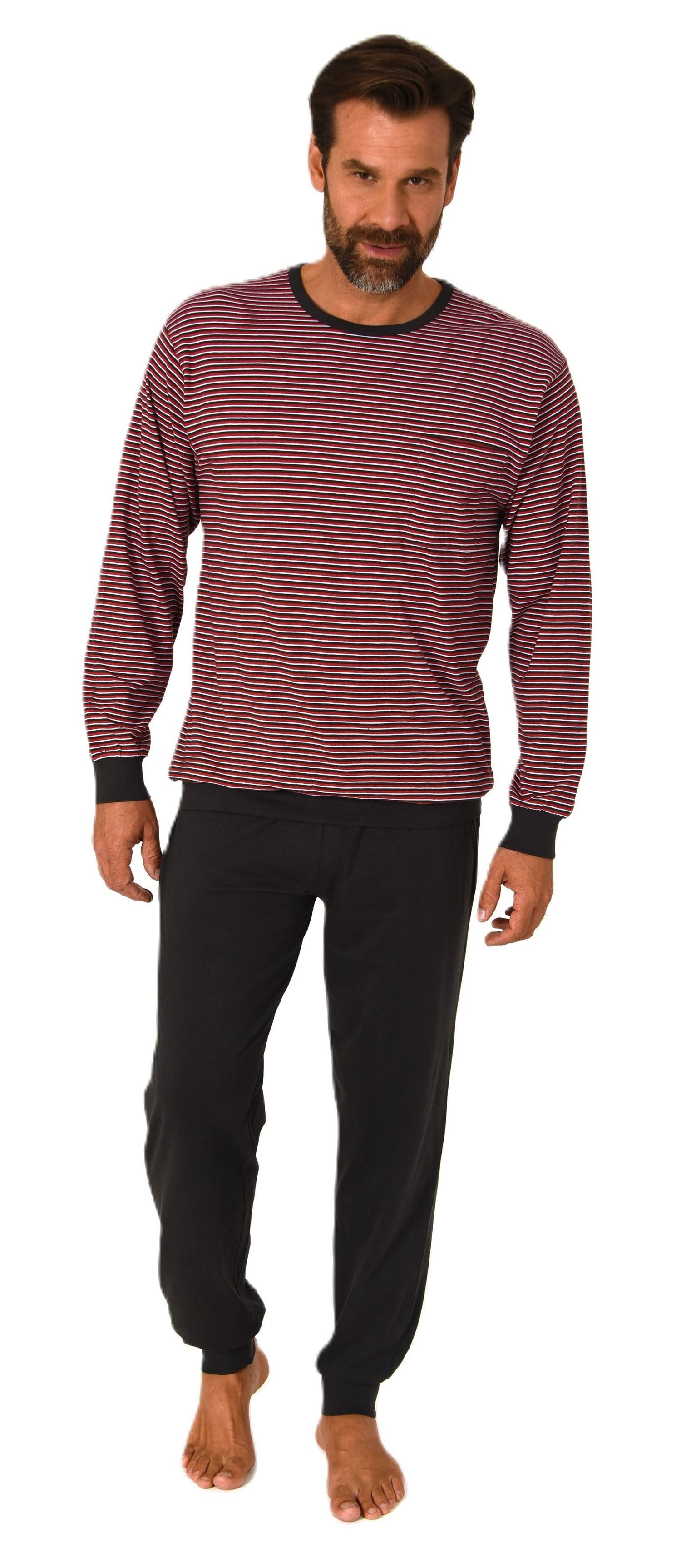 Normann Pyjama Normann Herren Schlafanzug mit Bündchen in feiner Streifenop günstig online kaufen