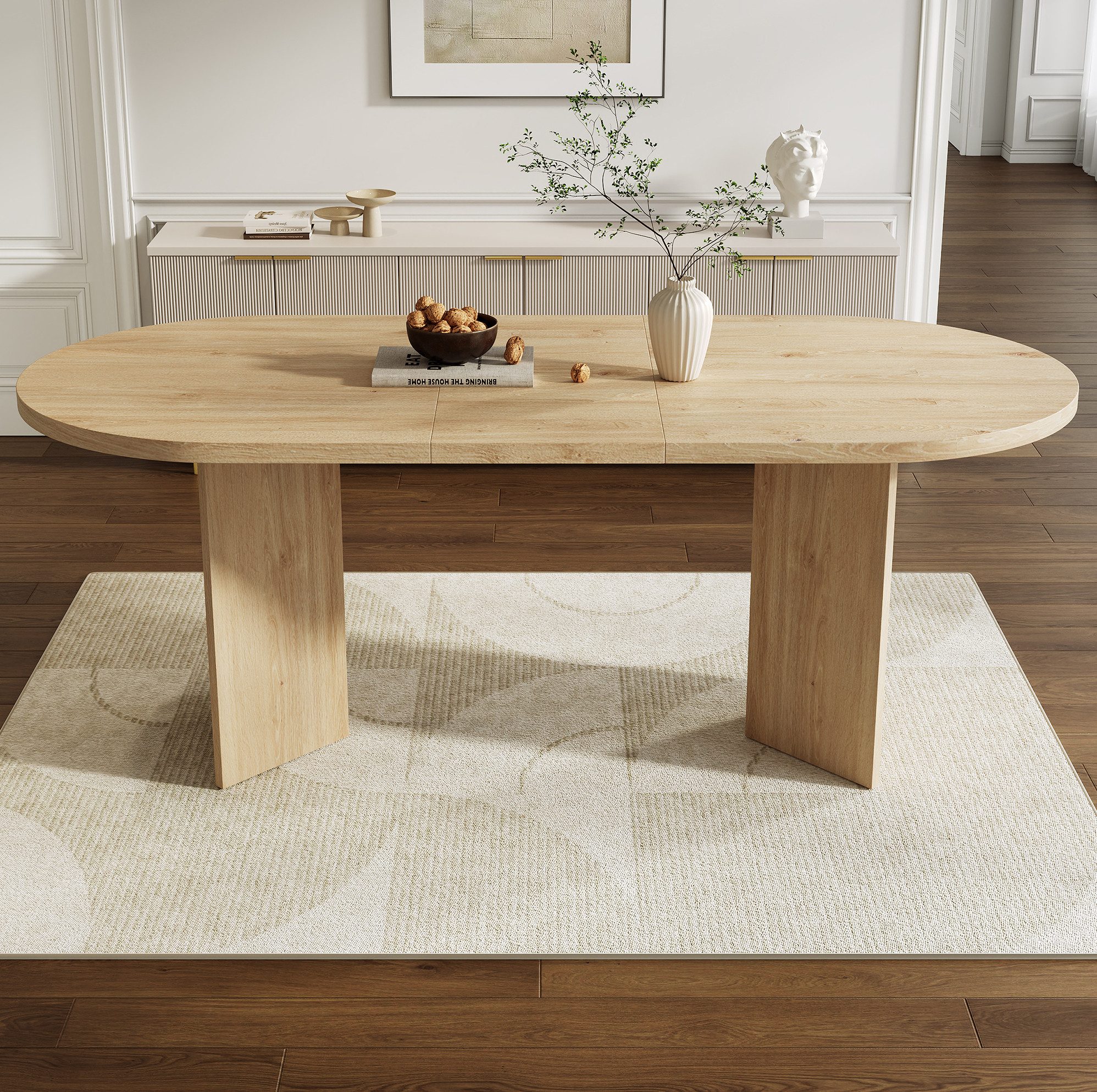 MODFU Esstisch Familientisch für 6–8 Personen – abgerundete Ecken & 18 mm Platte (Packung, 1-St., Eiche, für Esszimmer & Wohnzimmer), 160×75×80 cm, stabile Konstruktion