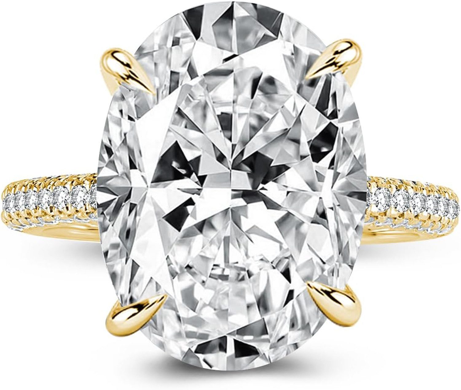 Jumpeak Diamantring Verlobungsring mit 3 Karat ovalem Diamanten aus 14K Gold, Romantisch, hochwertig – edles Schmuckstück für Damen