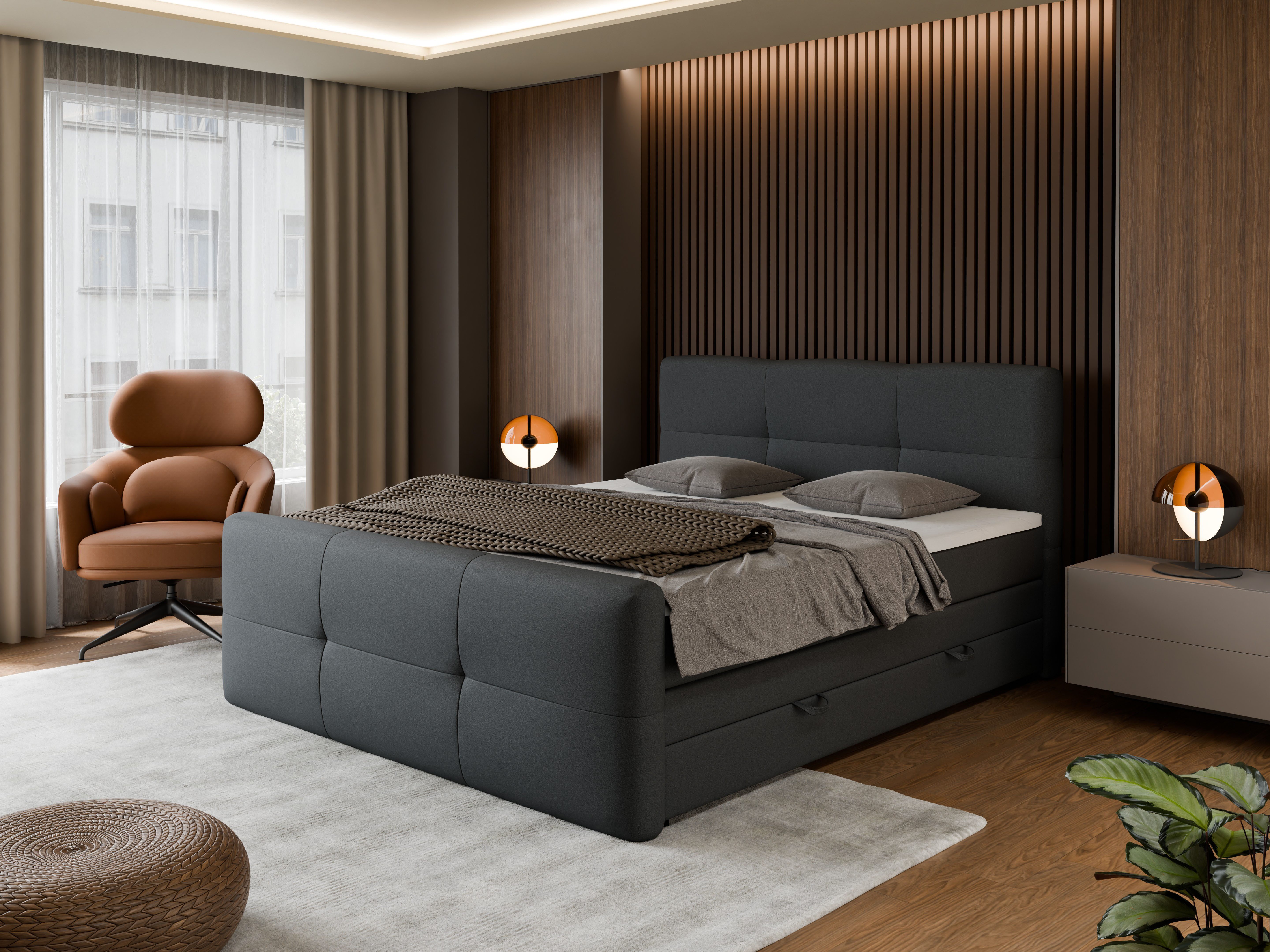 FORTE Boxspringbett STAR erhältlich in den Breiten 140cm, 160cm & 180cm, inkl. Bettkasten, inkl. Fußteil, erhältlich in verschiedenen Farben
