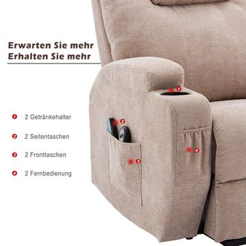 Merax TV-Sessel Wärmefunktion und Vibrationsmassage, Massagesesel mit relaxfuntion, Fernbedienung und USB