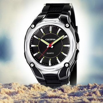 CALYPSO WATCHES Quarzuhr Calypso Herren Uhr K5560/2 Kunststoffband, (Analoguhr), Herren Armbanduhr rund, PURarmband schwarz, Sport