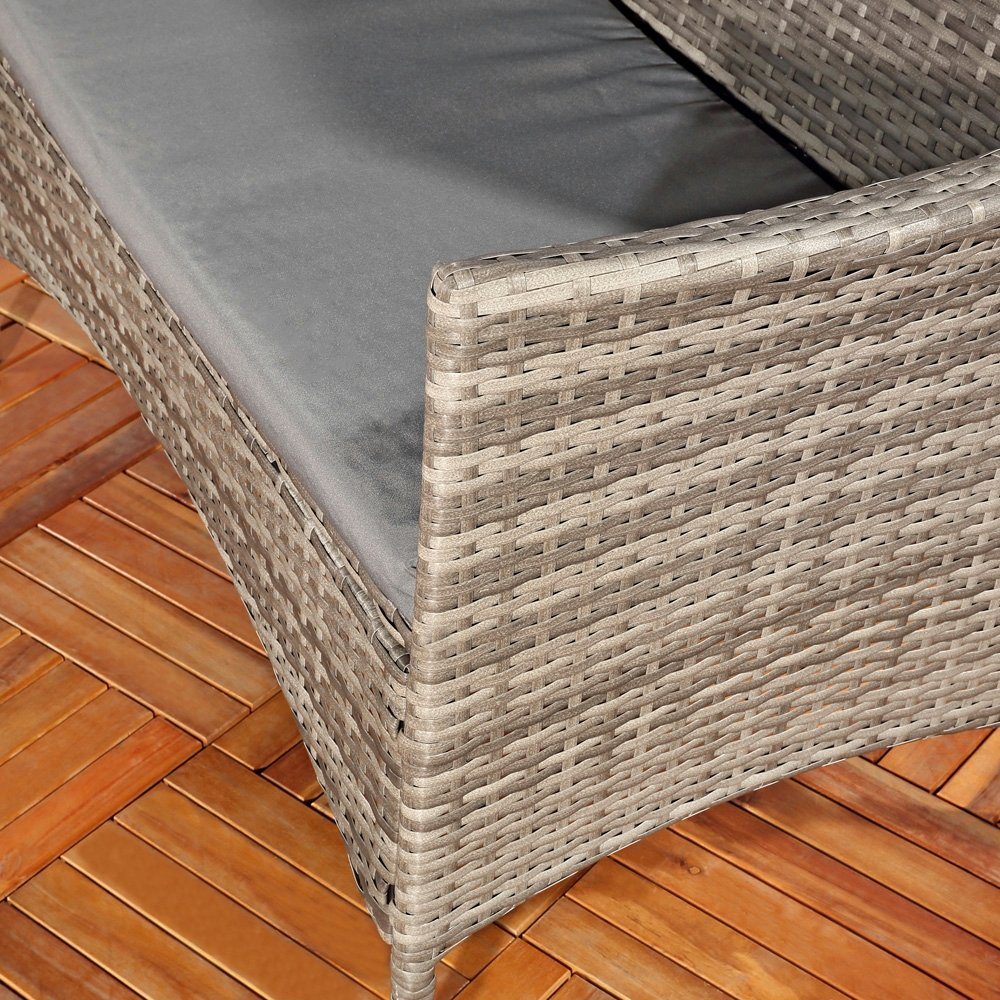 Feel2Home Gartenbank Gartenbank Sitzbank Rattanbank Polyrattan Sitzpolster versch. Farben (Stück, Bank), wasserabweisend