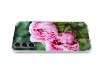 MuchoWow Handyhülle Rosa Pfingstrosen im Garten, Phone Case, Handyhülle Samsung Galaxy S21 Plus, Silikon, Schutzhülle