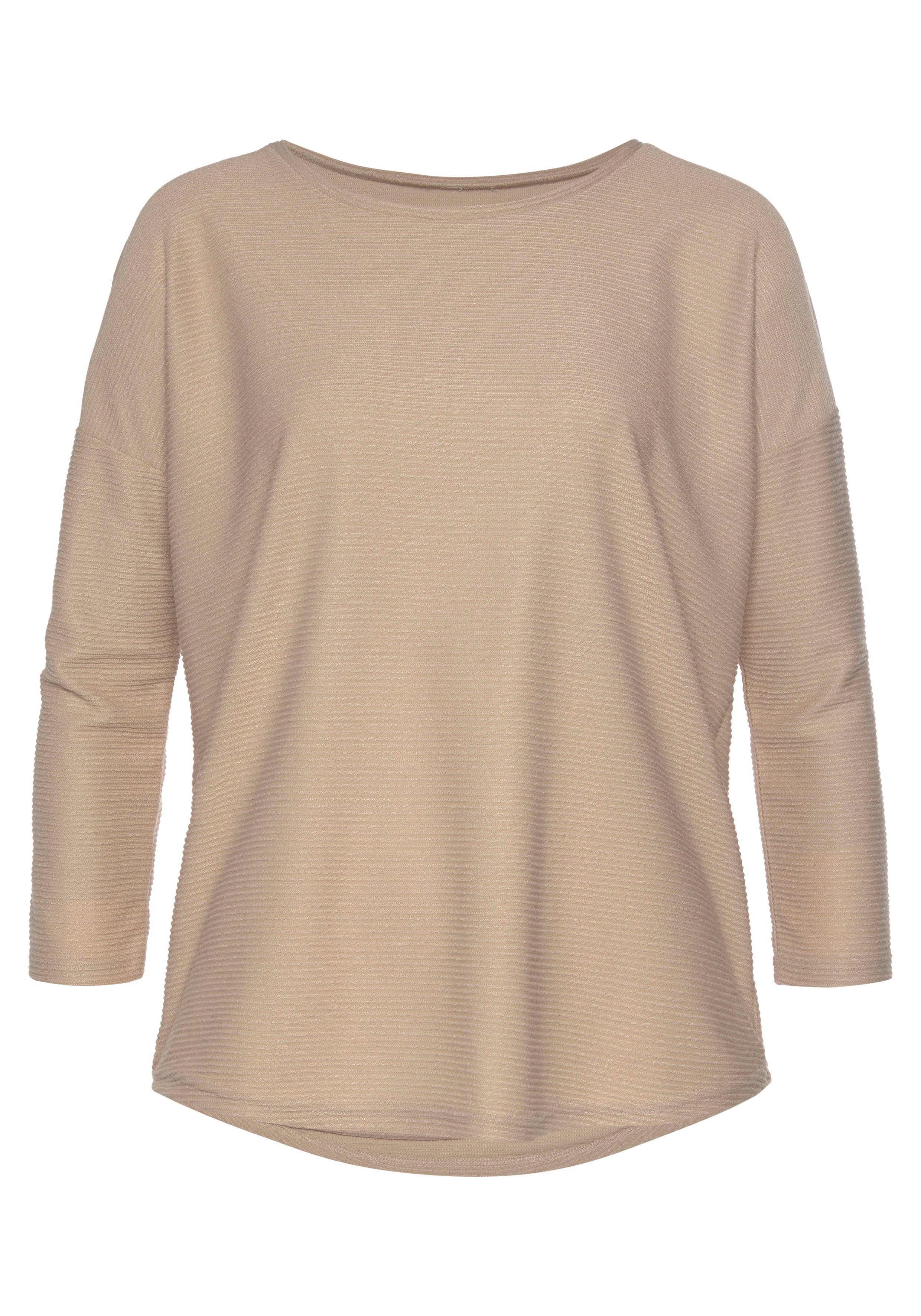 strukturierter Qualität Vivance aus 3/4-Arm-Shirt sand