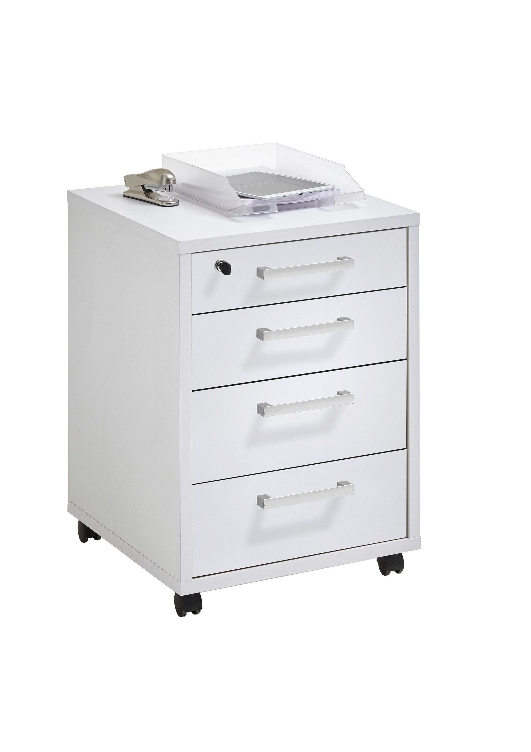 FMD Möbel Rollcontainer in Brillantweiß - 48x65,5x49,5cm (BxHxT)