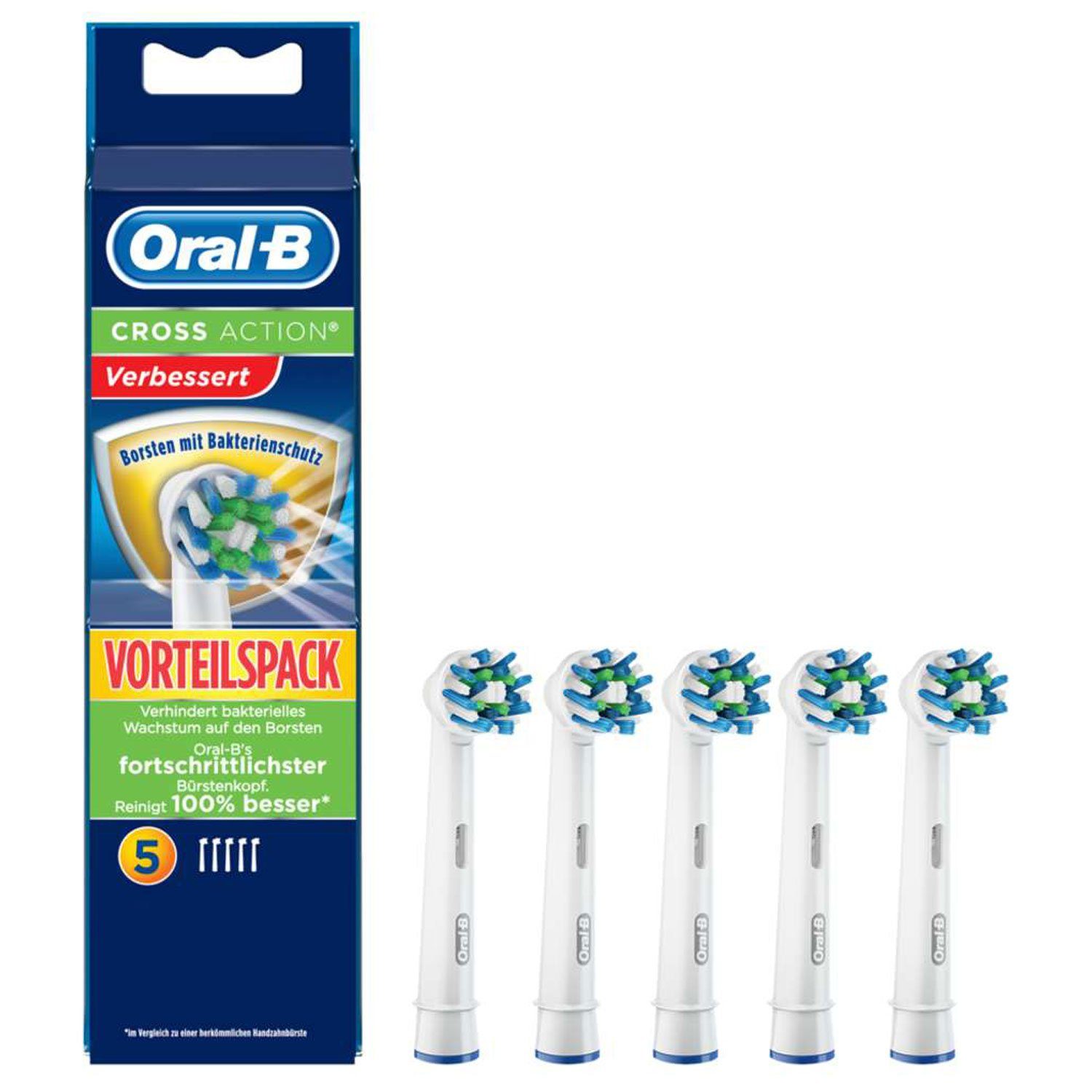 OralB Zahnbürste OralB Aufsteckbürsten CrossAction Bakterienschutz Vorteilspack 5 Stüc