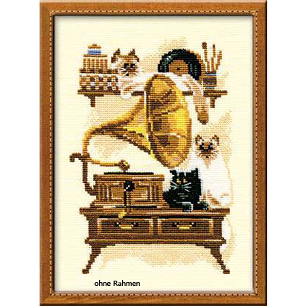 Riolis Kreativset Riolis Kreuzstich-Set "Katze mit Grammophon", Zählmuster, (embroidery kit by Marussia)
