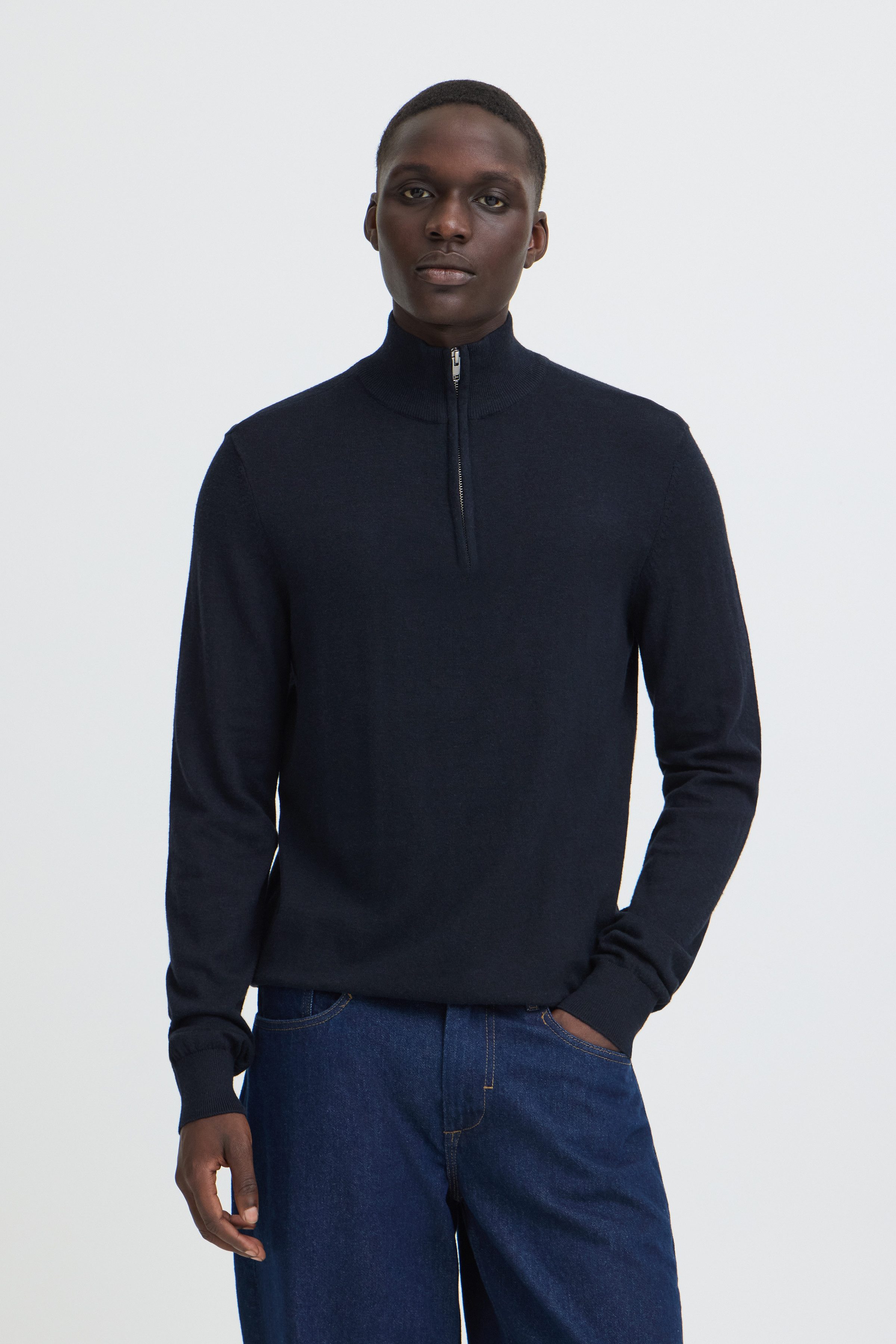 Blend Stehkragenpullover BHBAGGE HALF ZIPP KNIT Baumwollmischung, regular fit